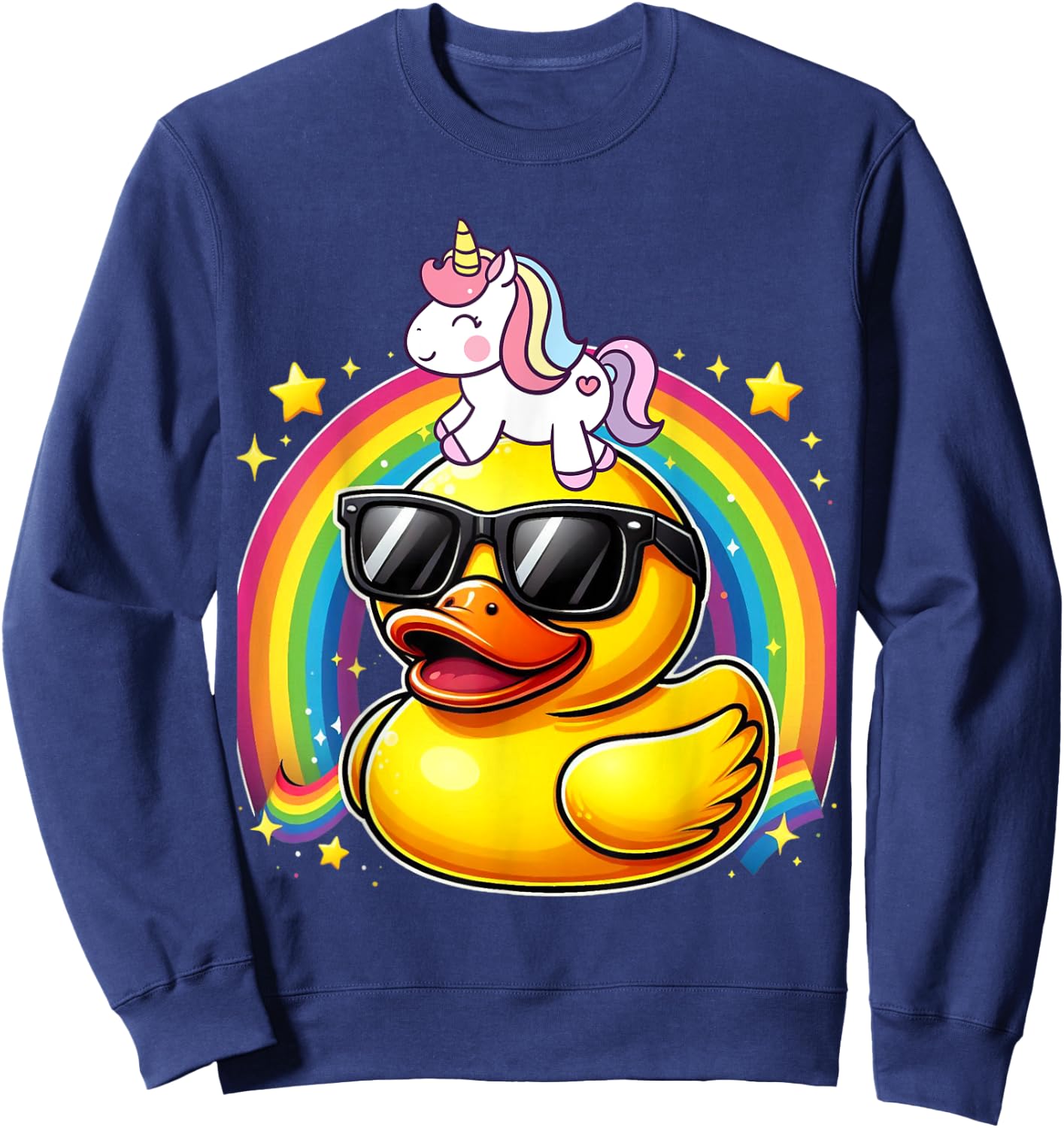 Unicorn Riding Rubber Duck Boys Girls Men Women Kids Teens Sweatshirt - Sweatshirt | Navy
