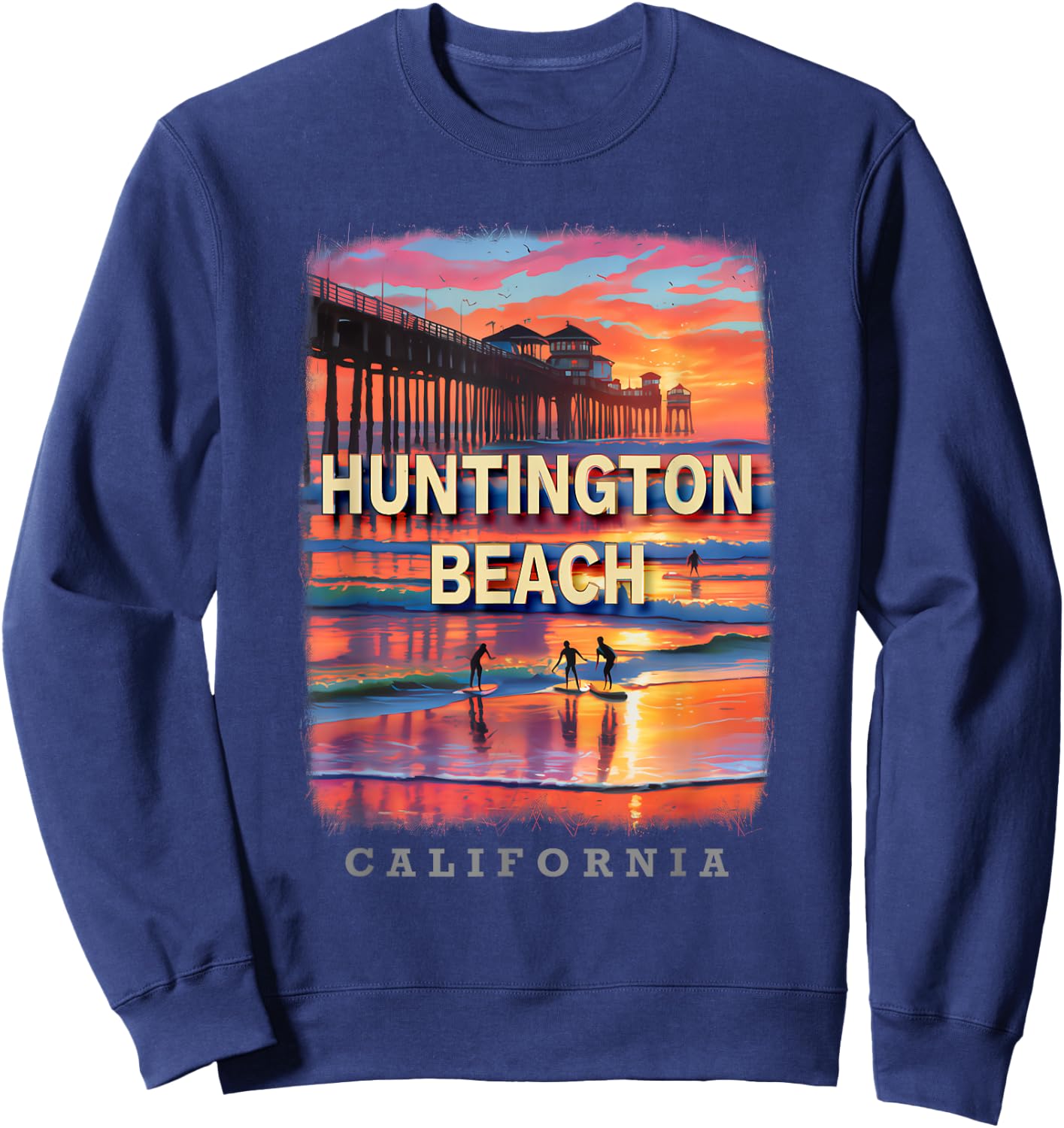 Huntington Beach California CA Surfing Paradise SD883 Sweatshirt - Sweatshirt | Navy