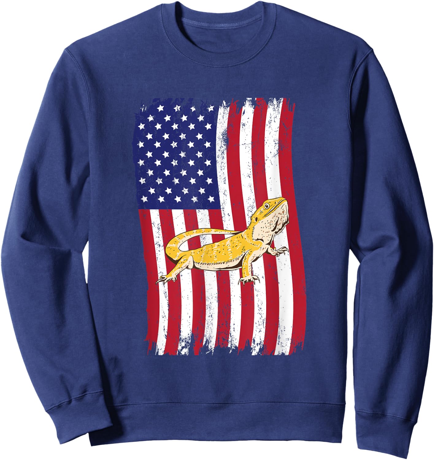 American Flag Bearded Dragon Sweatshirt - Sweatshirt | Navy