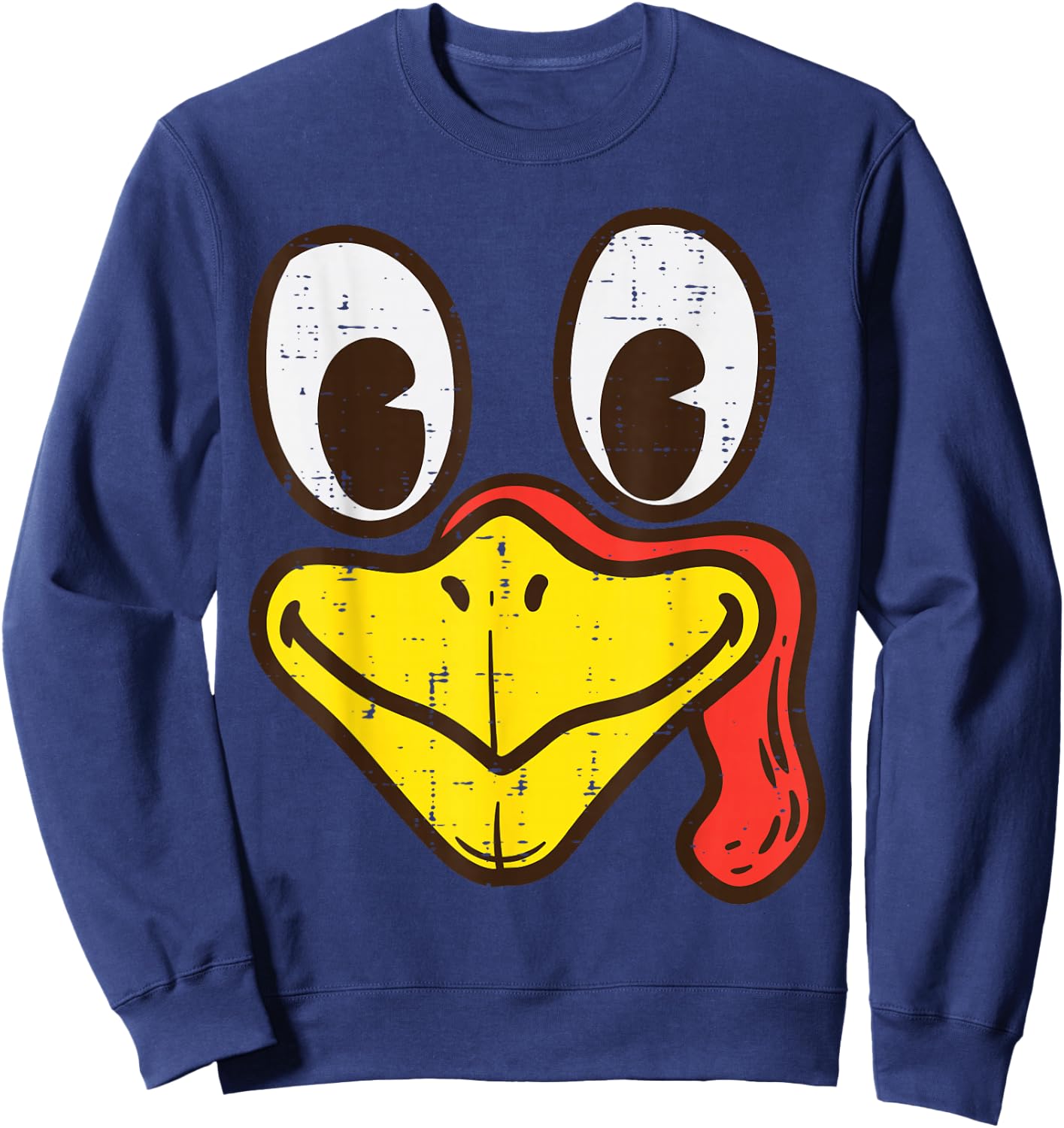 Silly Turkey Face Funny Thanksgiving Dinner Men Women Kids Sweatshirt - Sweatshirt | Navy