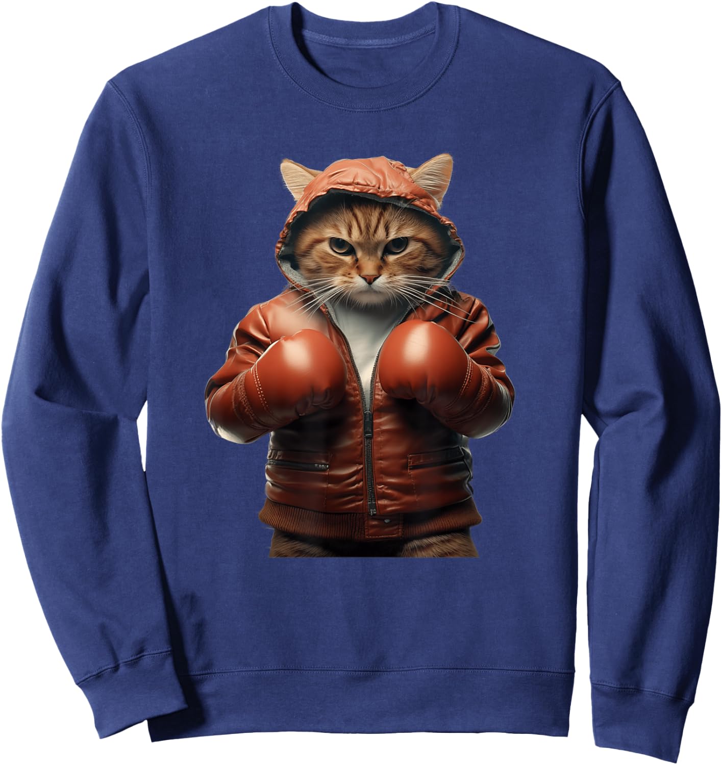 Funny boxing cat with boxing gloves Women Girls Kids Sweatshirt - Sweatshirt | Navy