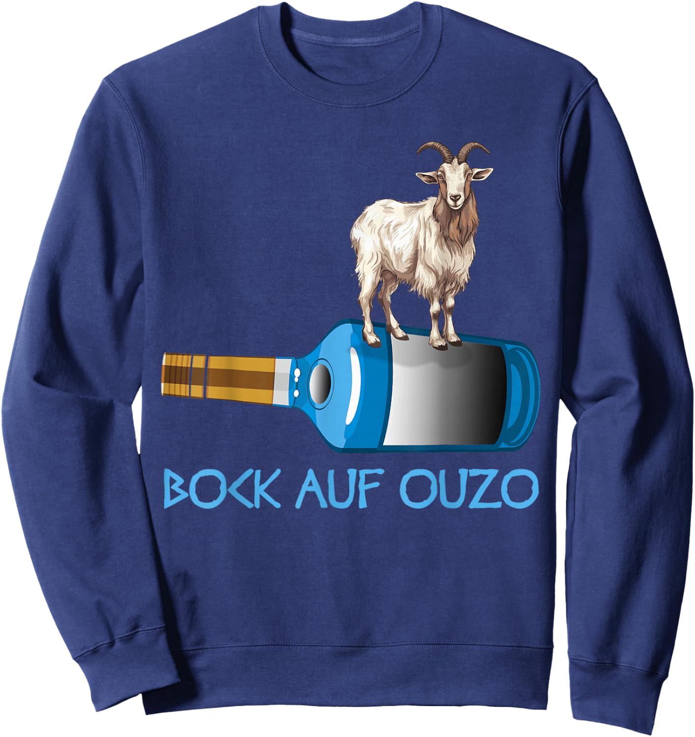 with German Text Alcohol Greece, black Sweatshirt - Sweatshirt | Navy