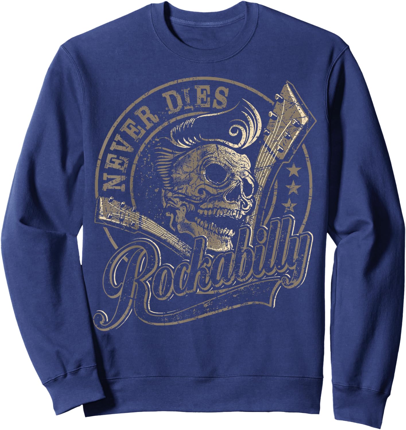 Rockabilly Skull Guitar print - Gift Rockstars - Biker Sweatshirt - Sweatshirt | Navy