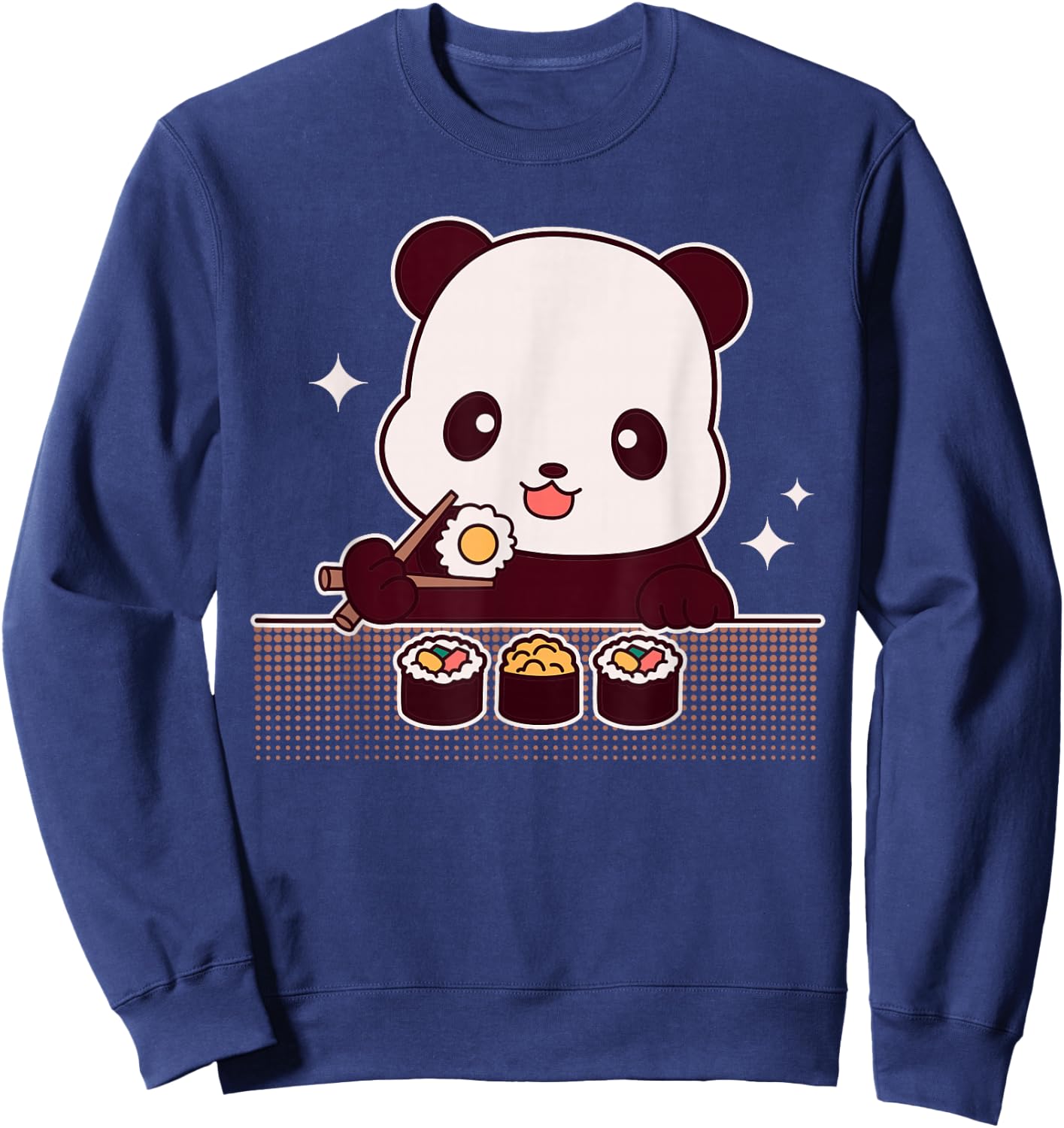 Panda Eating Sushi Cute Panda Bear Lovers Sweatshirt - Sweatshirt | Navy