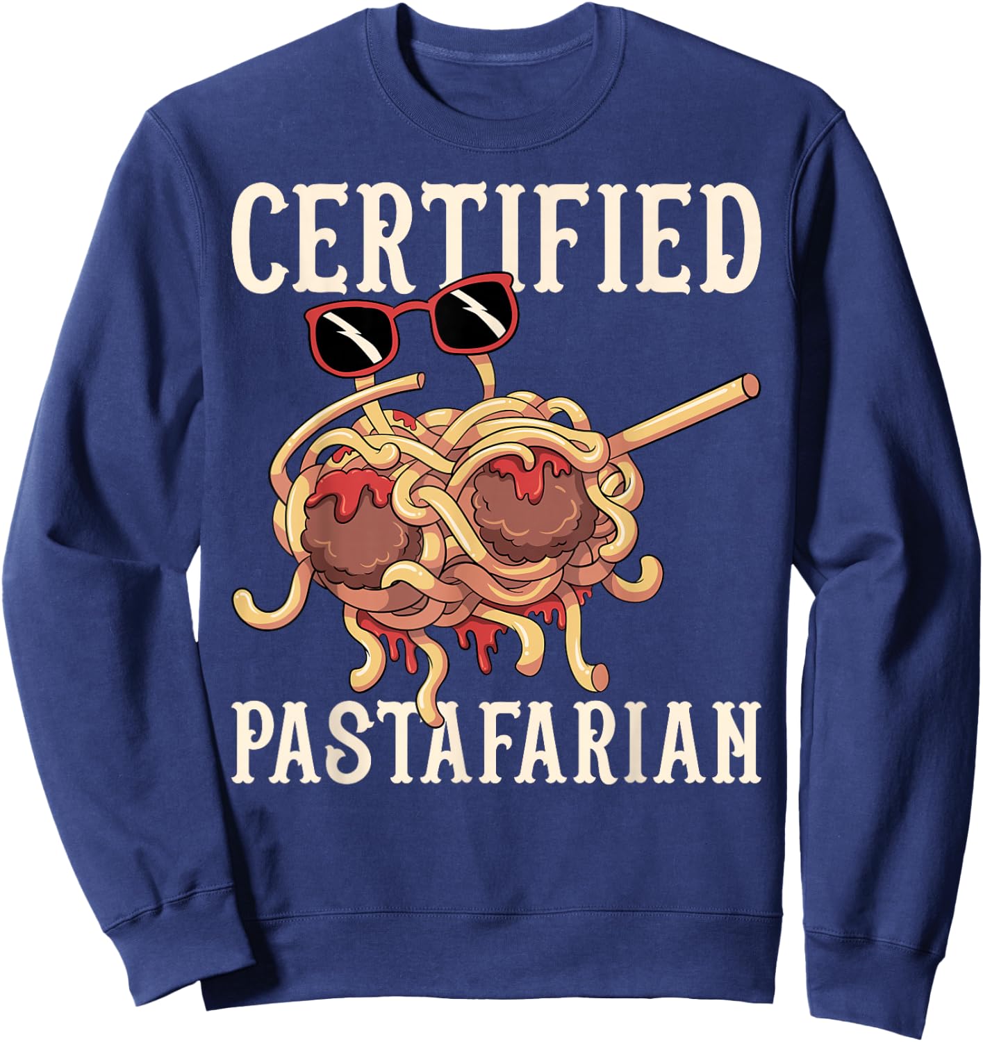 Dabbing Flying Spaghetti Monster zertifizierter Pastafari Sweatshirt - Sweatshirt | Navy