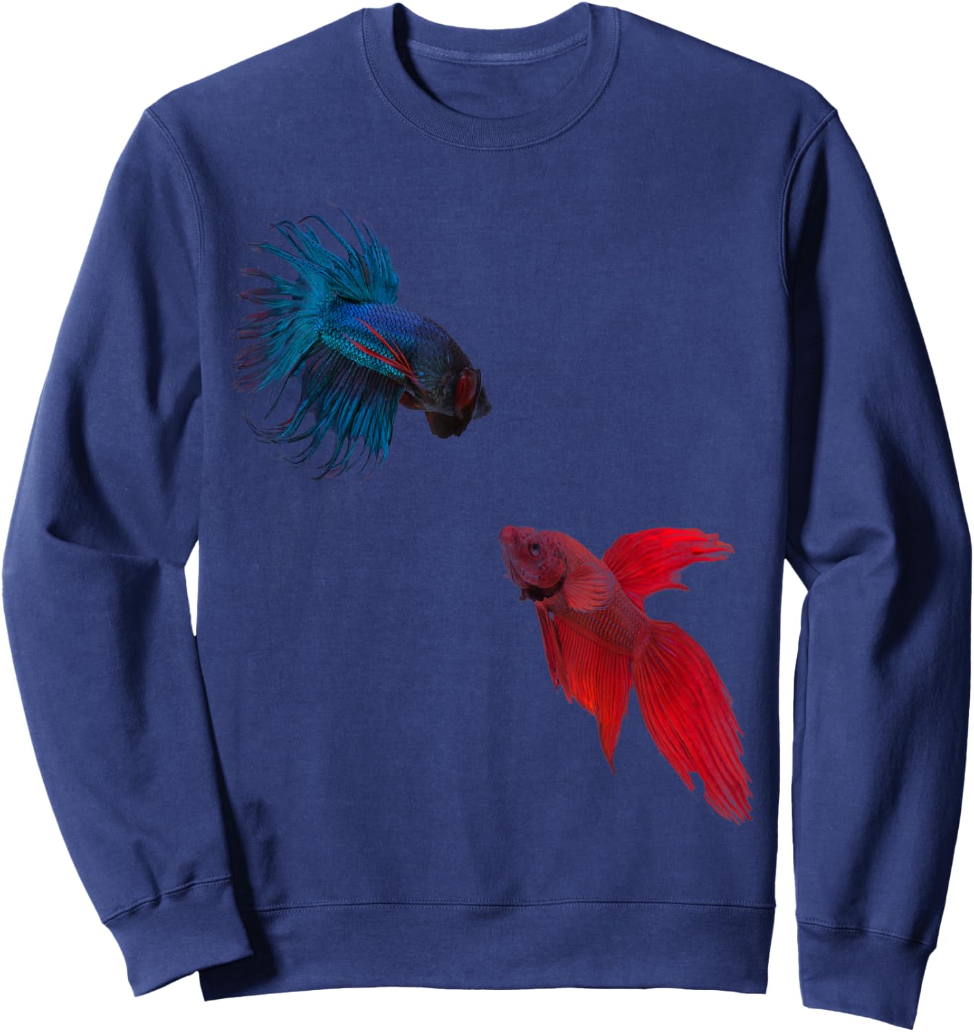 Red VS. Blue Betta Fish, Siamese Fighter Fish Gift Sweatshirt - Sweatshirt | Navy