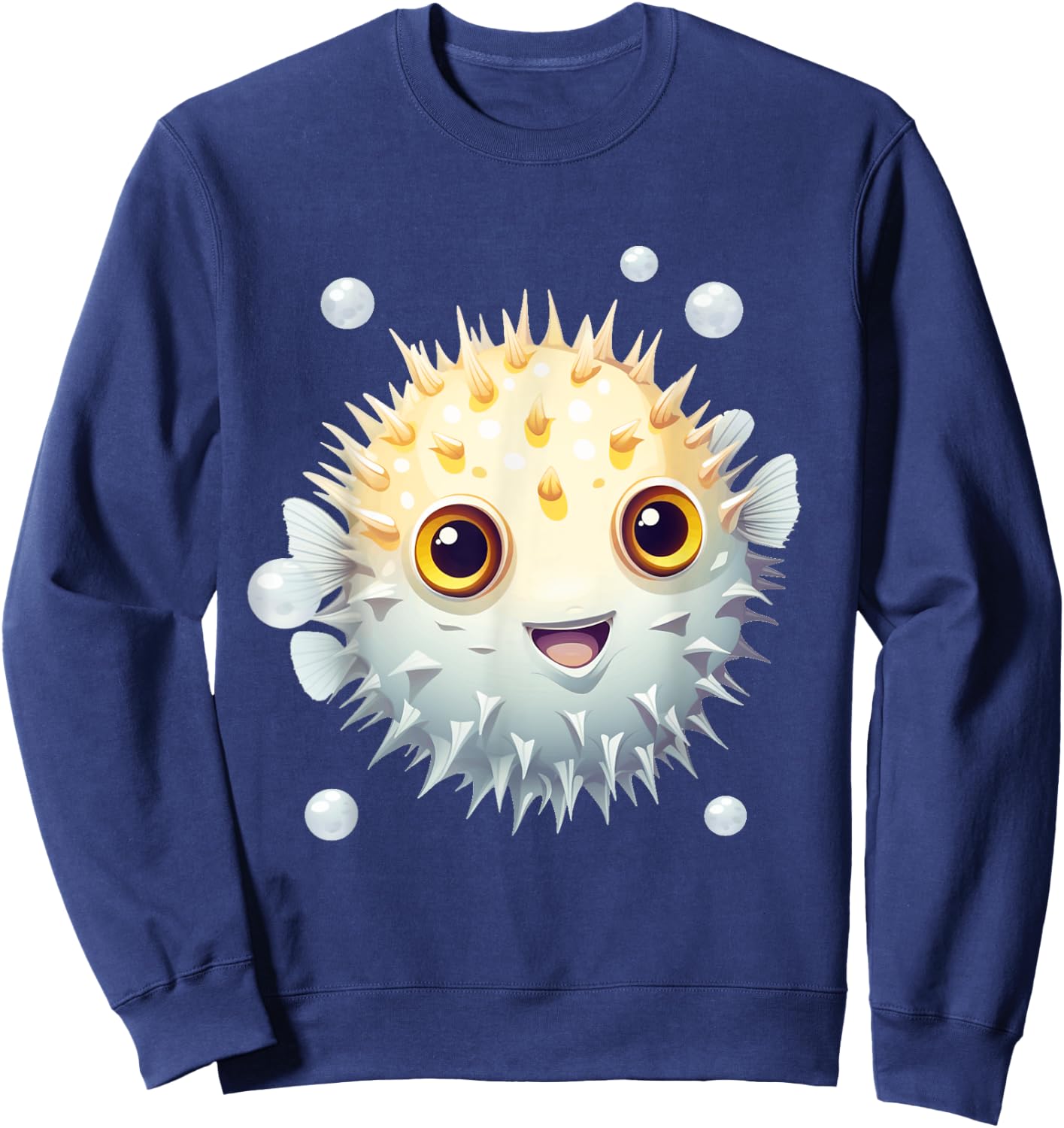Cute Blowfish Easy Halloween Puffer Fish Costume Pufferfish Sweatshirt - Sweatshirt | Navy