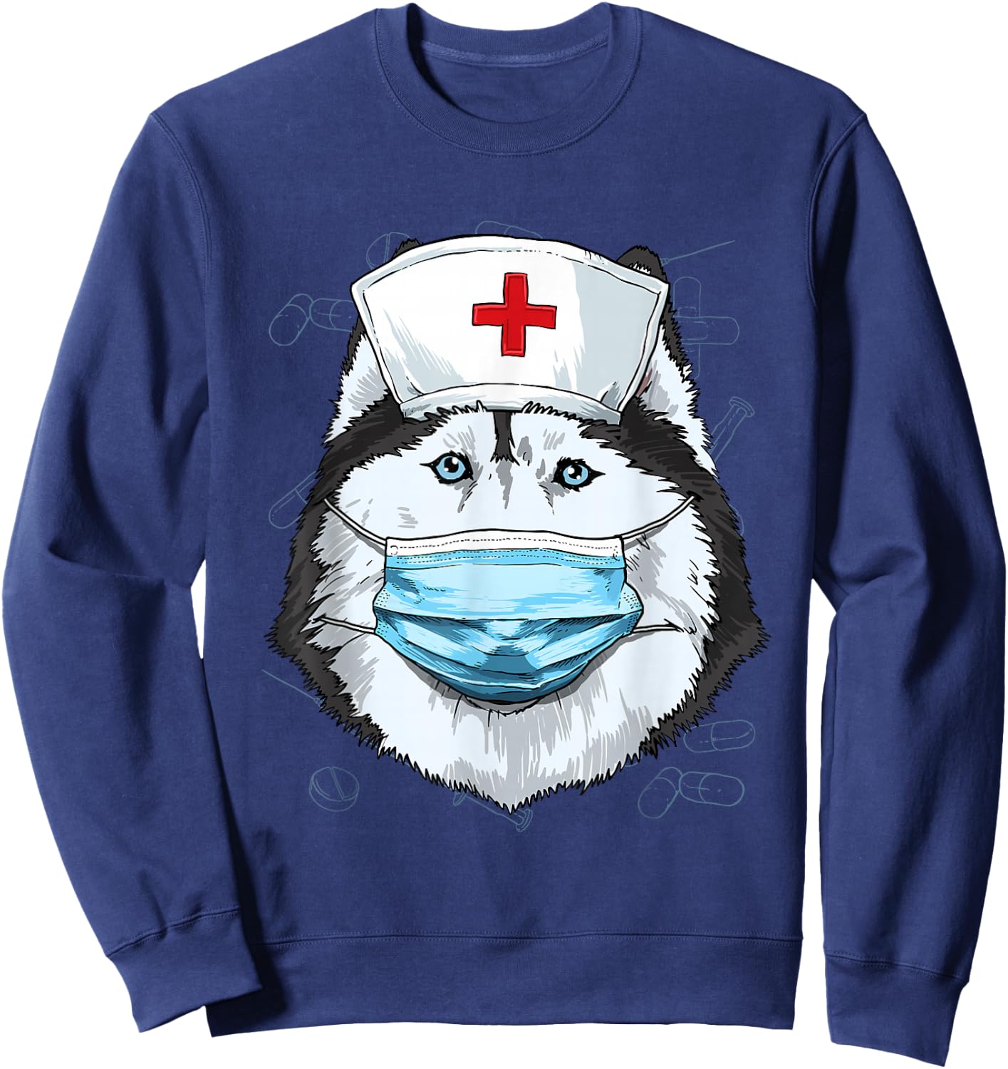 Hospital Siberian Husky ER Nurse LPN RN Nurse Life Dog Lover Sweatshirt - Sweatshirt | Navy