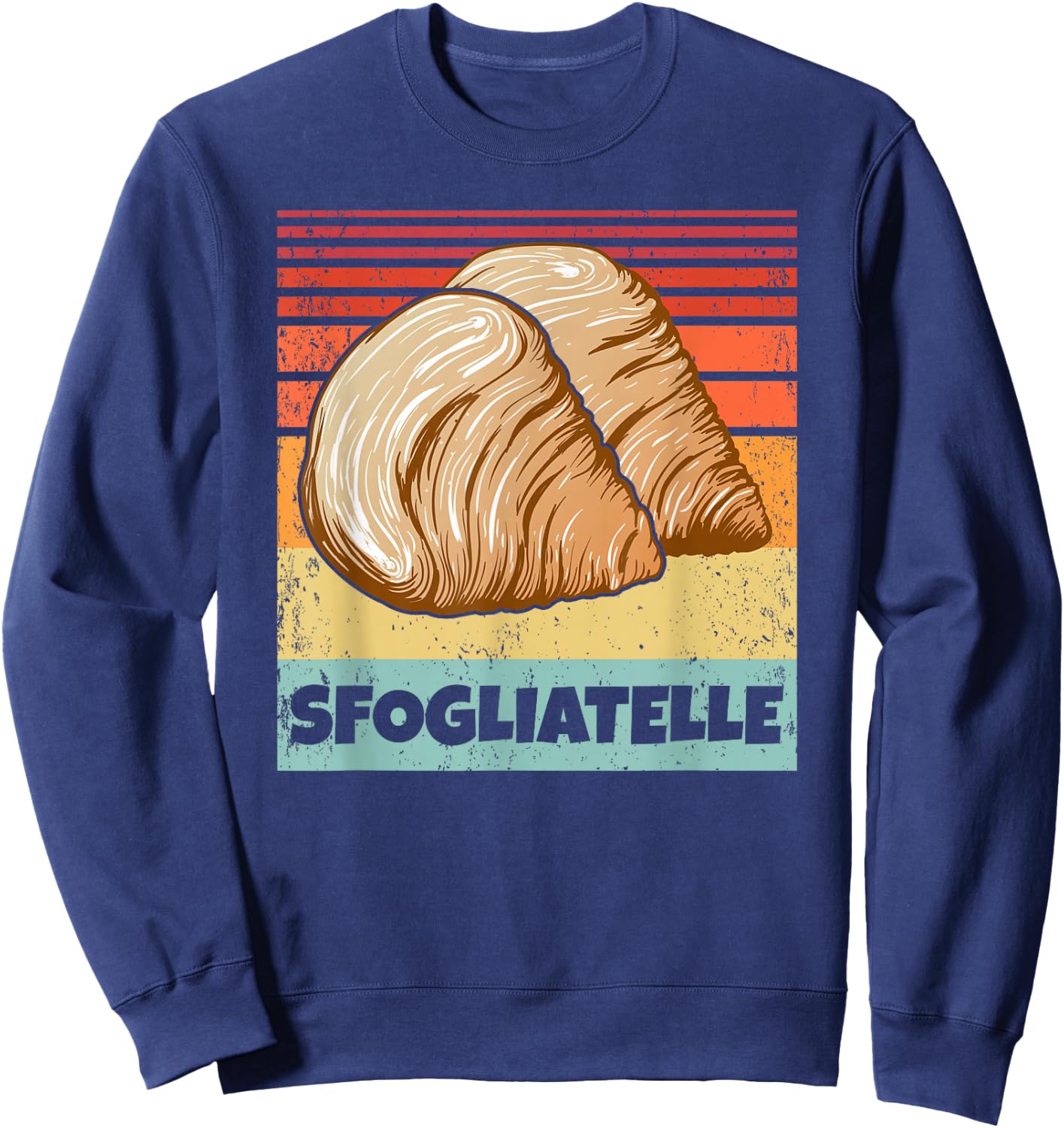 Retro Vintage Sfogliatelle | Italian Pastry Graphic Sweatshirt - Sweatshirt | Navy