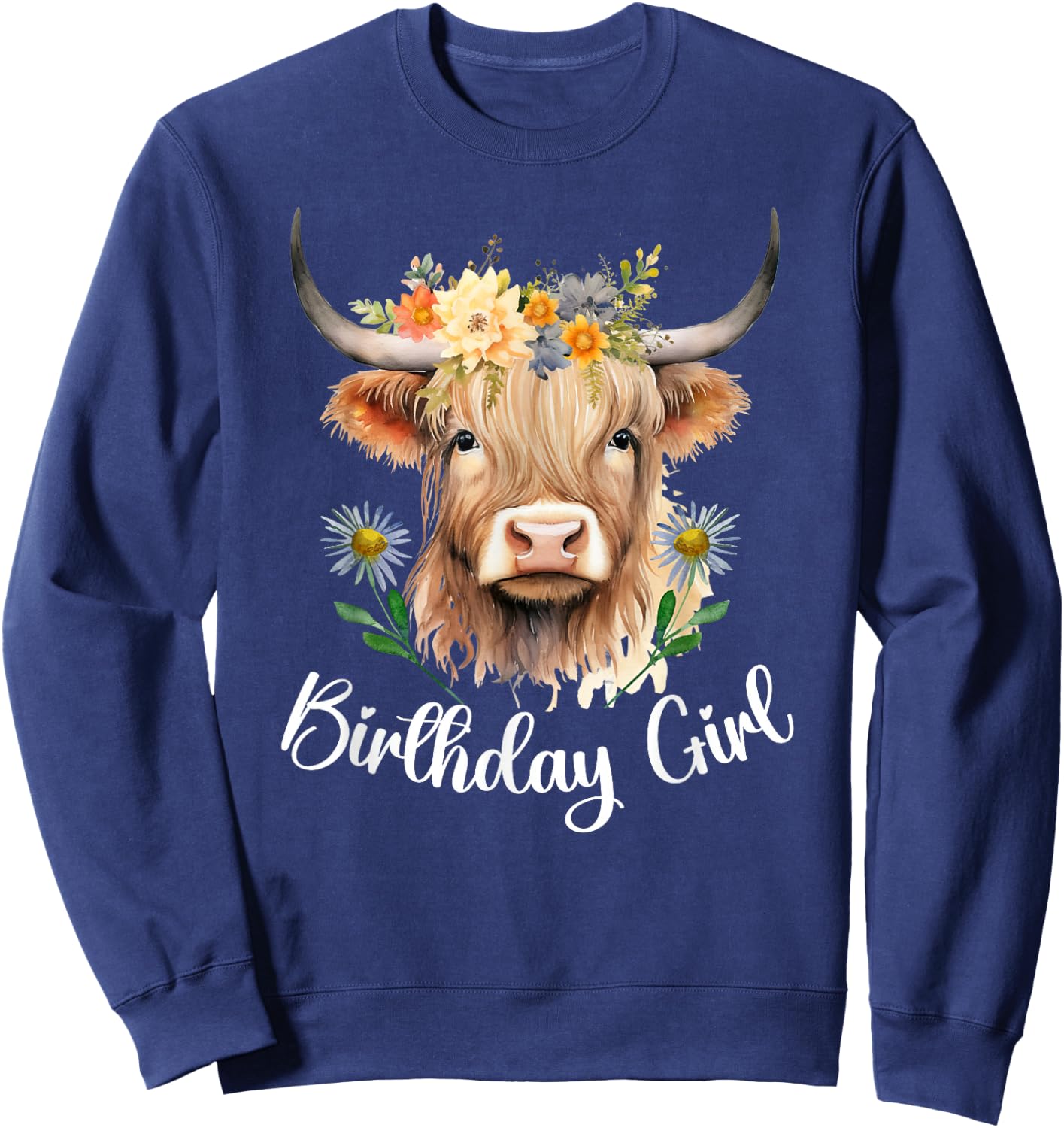 Cow Birthday Girl Mother Girl Mama Woman Family Matching Sweatshirt - Sweatshirt | Navy