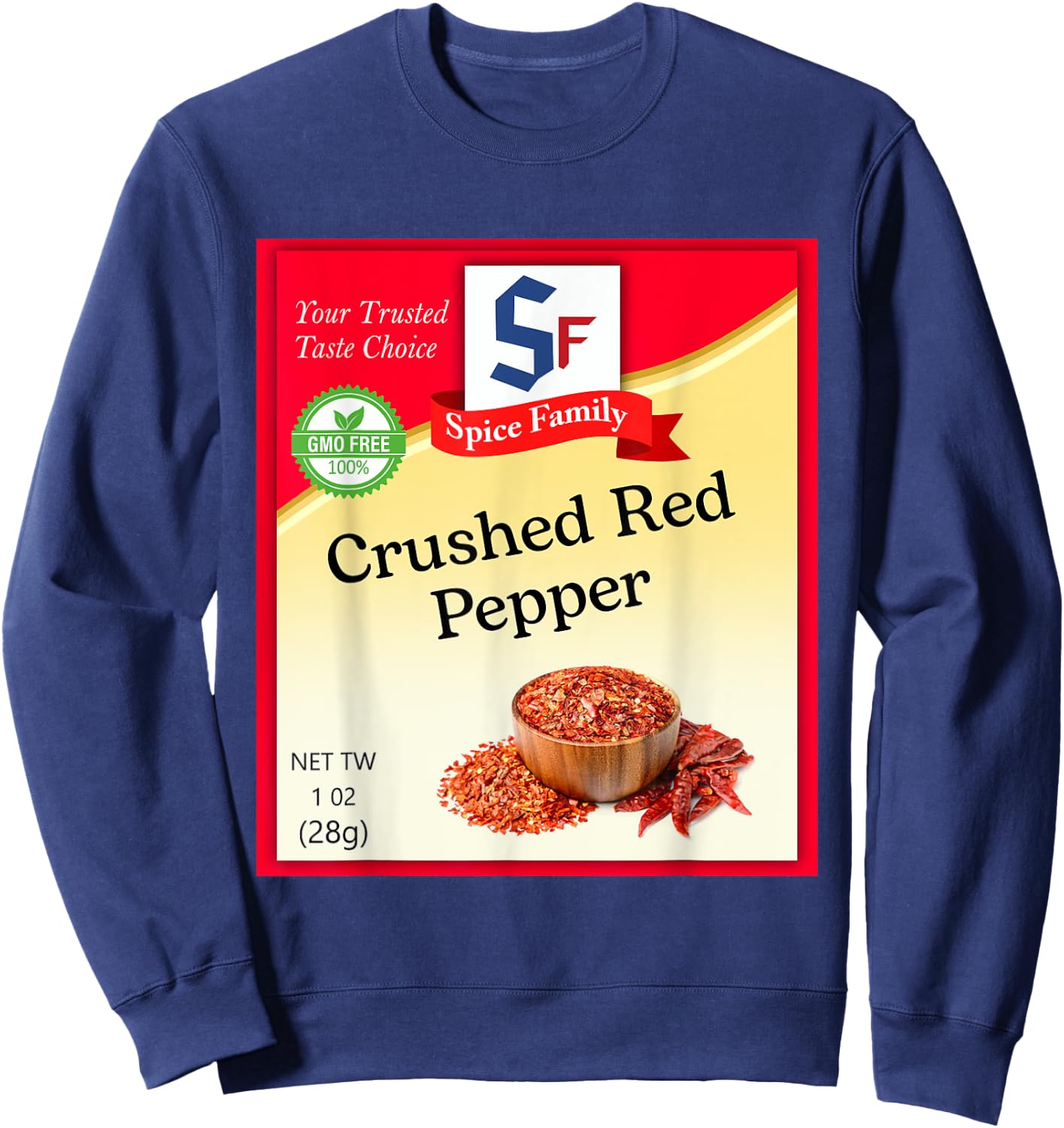 Crushed Red Pepper Condiment Costume Holiday Spice Costumes Sweatshirt - Sweatshirt | Navy