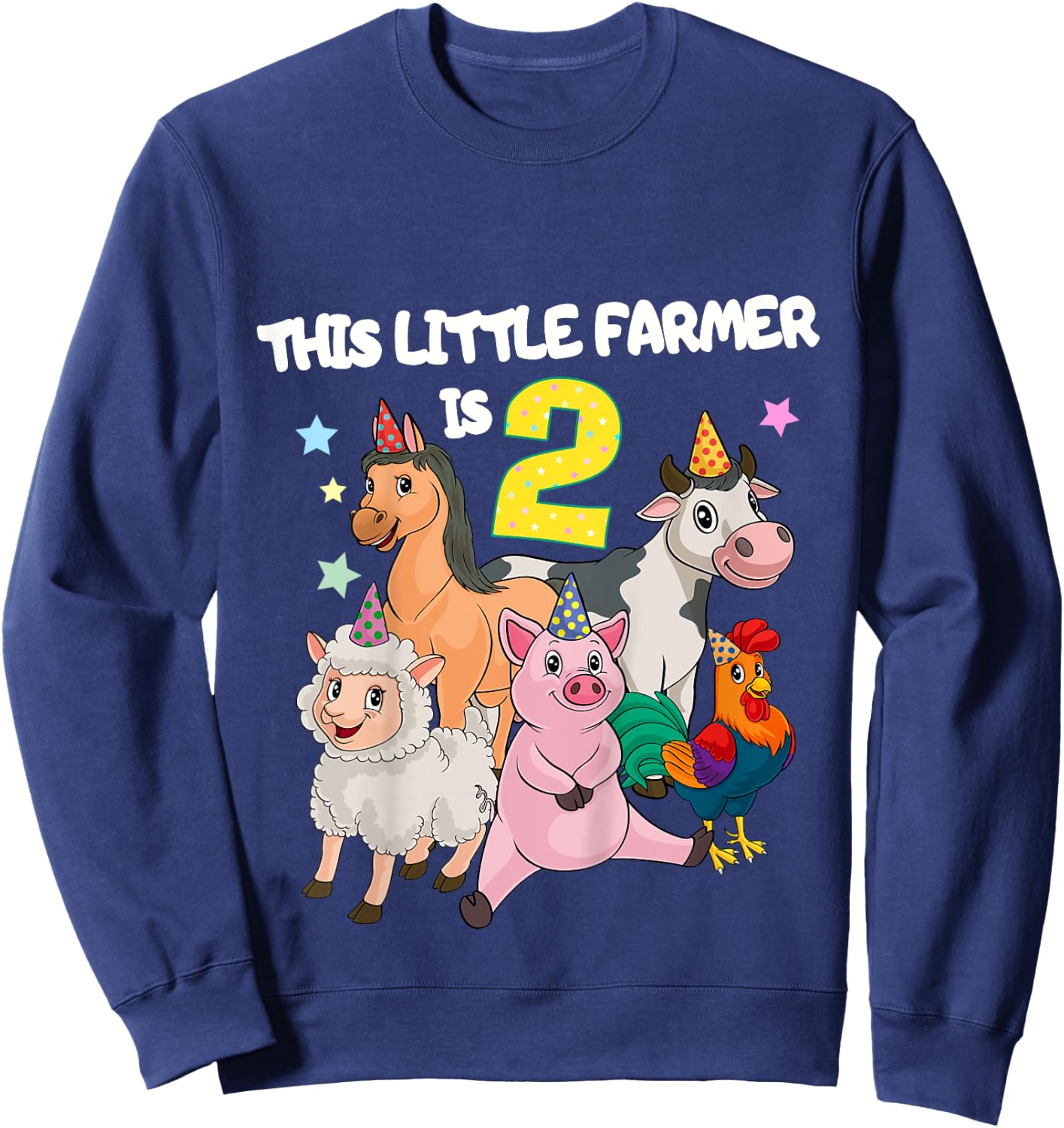Kids Farm 2 Year Old Birthday Outfit Boy Tractor 2nd Birthday Sweatshirt - Sweatshirt | Navy