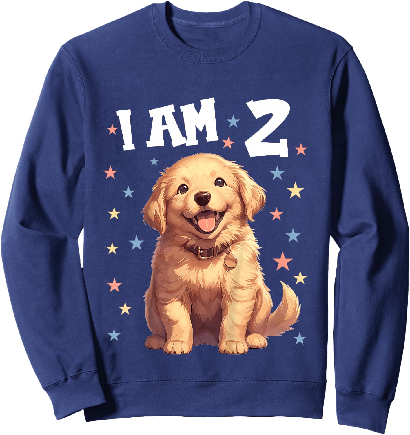 Kids 2 Years old 2th birthday Golden Retrievers Golden Retriever Sweatshirt - Sweatshirt | Navy