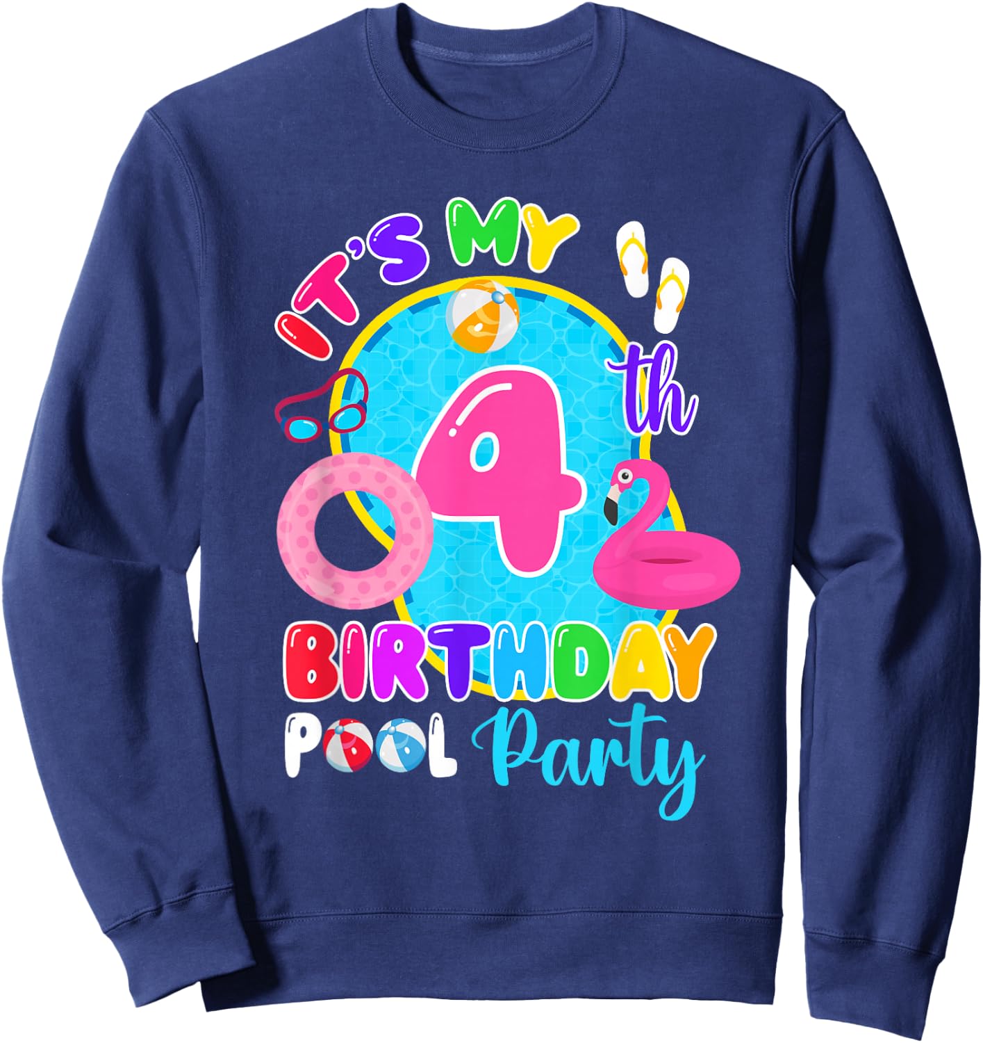 It's My 4th Birthday Summer Pool Party 4 Years Old Sweatshirt - Sweatshirt | Navy