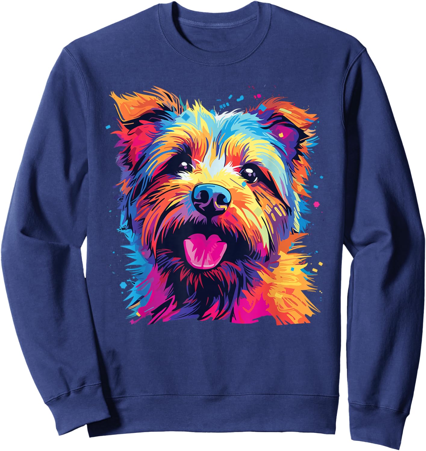 Watercolour Colourful Norfolk Terrier Dogs Sweatshirt - Sweatshirt | Navy