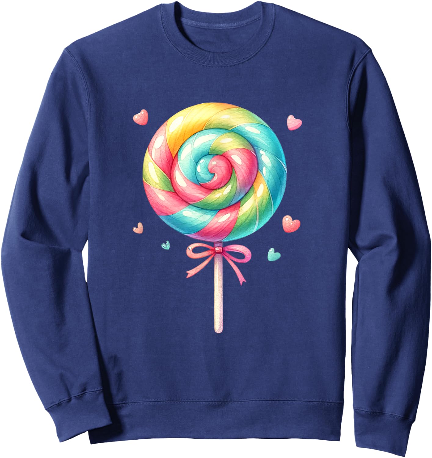 Lollipop Rainbow Candy Kids Girls Cute , black Sweatshirt - Sweatshirt | Navy