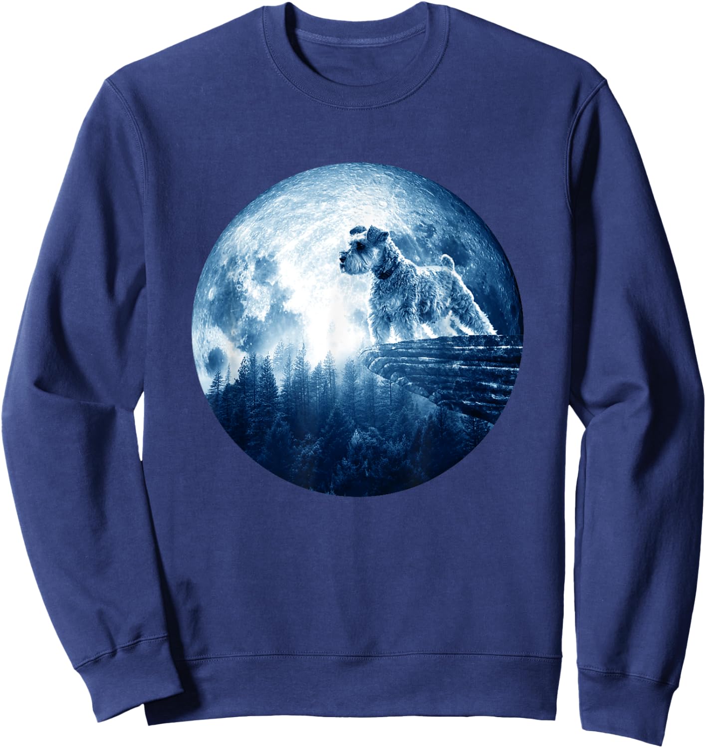 Miniature Schnauzer Dog Moon Dog Mom Dad Dog Lovers Sweatshirt - Sweatshirt | Navy