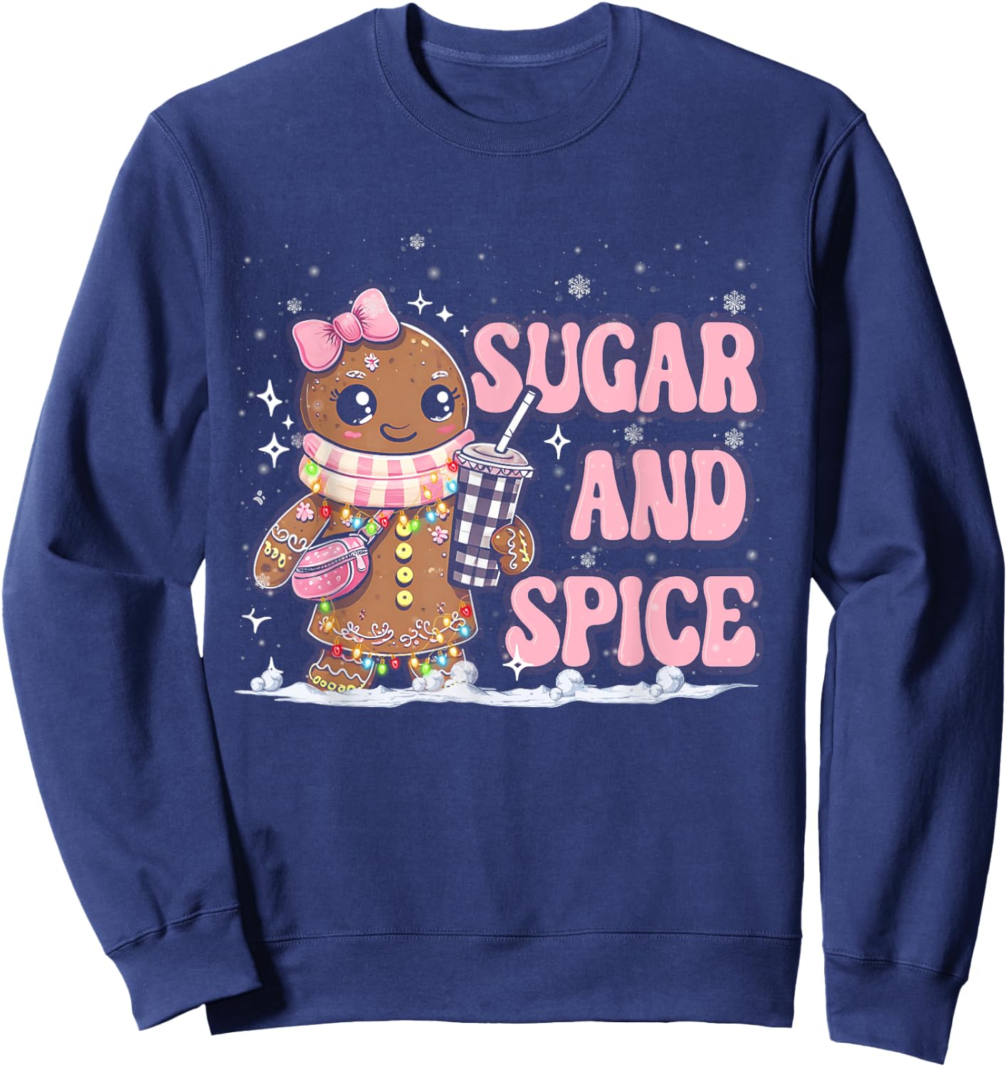 Sugar Spice Gingerbread Bougie Pink Christmas Retro Cookie Sweatshirt - Sweatshirt | Navy