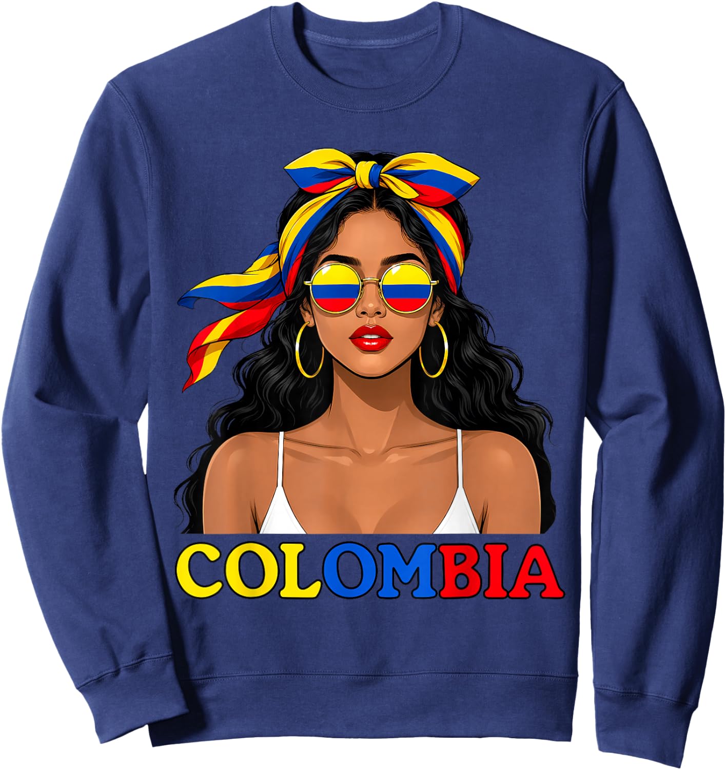 Colombian Woman Colombia Flag Roots Pride Patriotic Women Sweatshirt - Sweatshirt | Navy