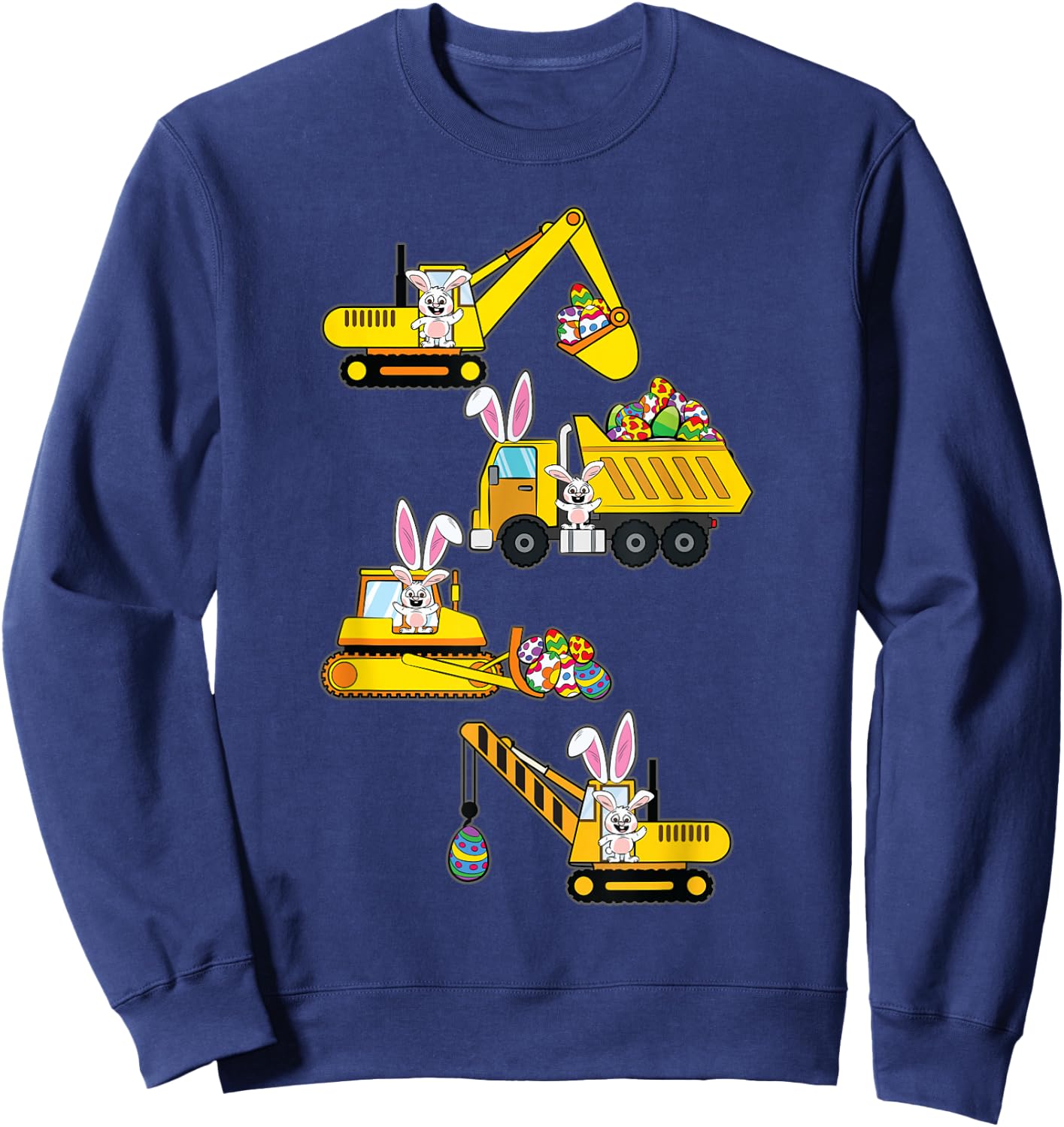 Bunny Egg Hunting Heavy Equipment Easter Construction Boys Sweatshirt - Sweatshirt | Navy