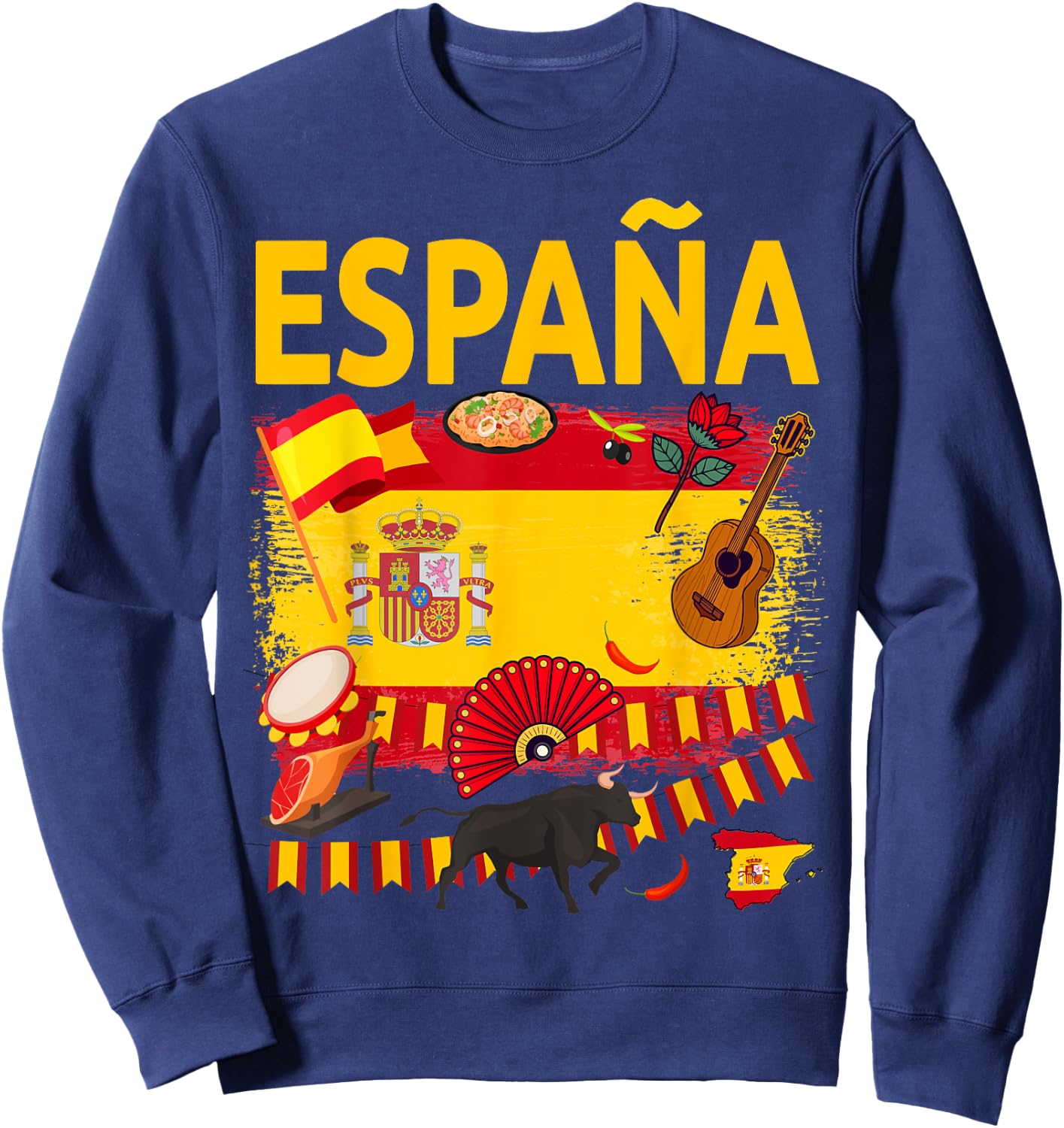 Spanish Flag Outfit Idea for Children Española and Spanish Flag Sweatshirt - Sweatshirt | Navy