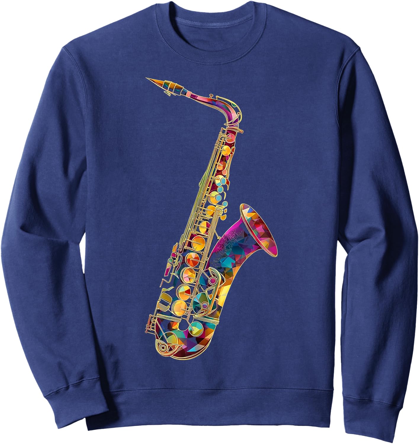 Saxophone Music Instrument Motif Artwork Saxophone Sweatshirt - Sweatshirt | Navy