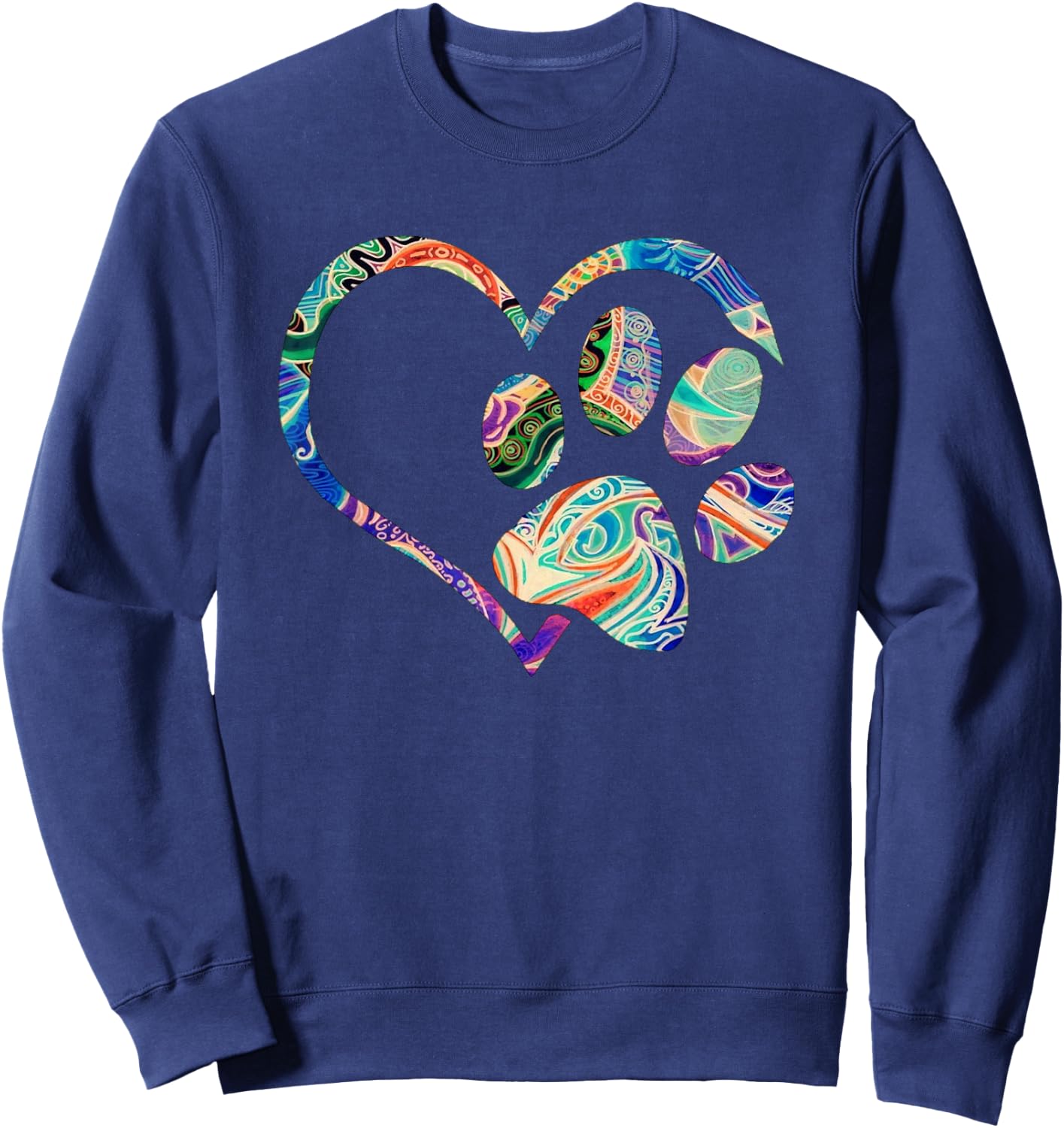 Animal Rescue Shirt Dog Paw Print Tie Dye Rainbow Dog Love Men Women Girls Kids Sweatshirt - Sweatshirt | Navy