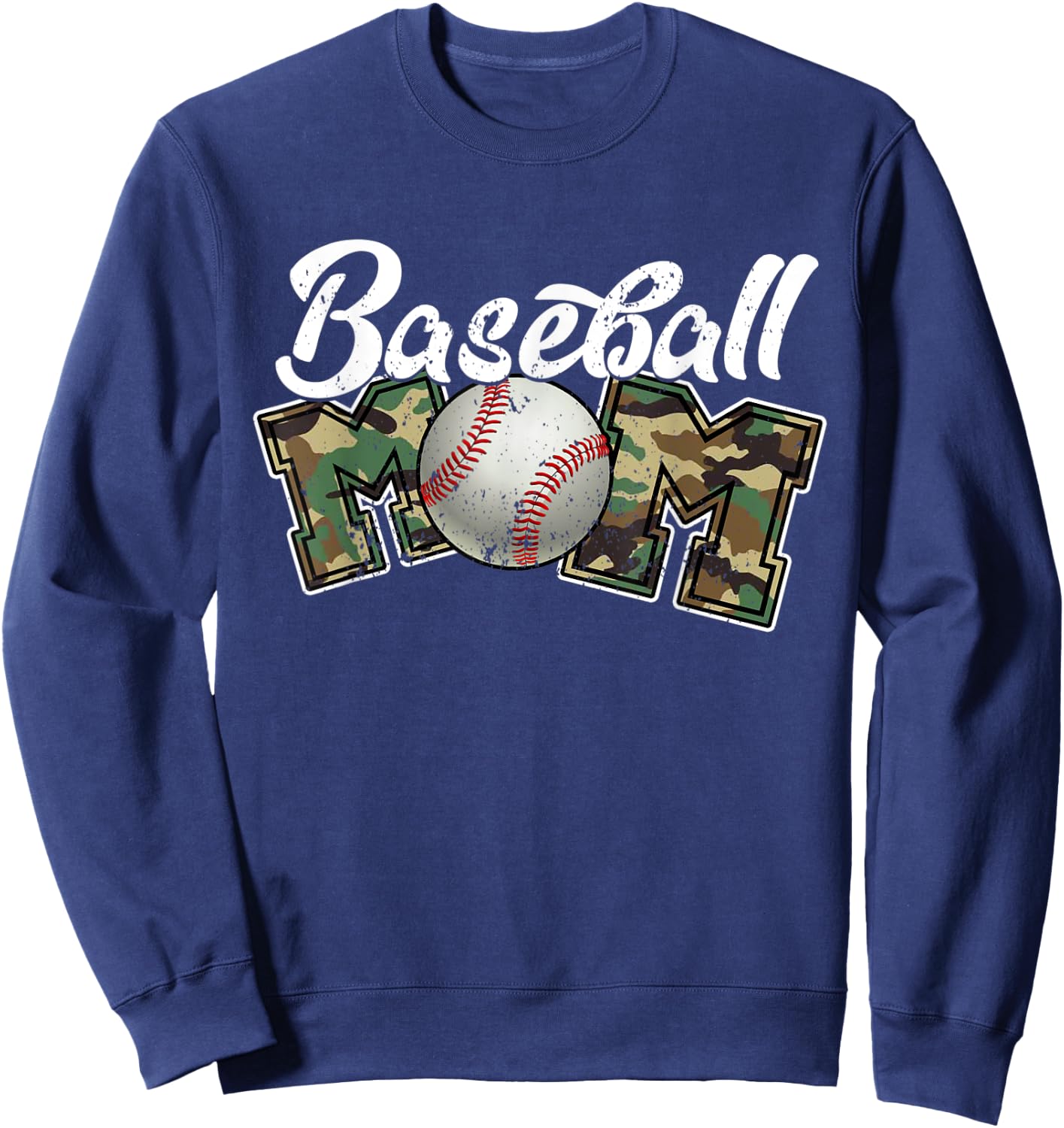 Softball Baseball Mom Camo Color Mother's Day Shirt Sweatshirt - Sweatshirt | Navy
