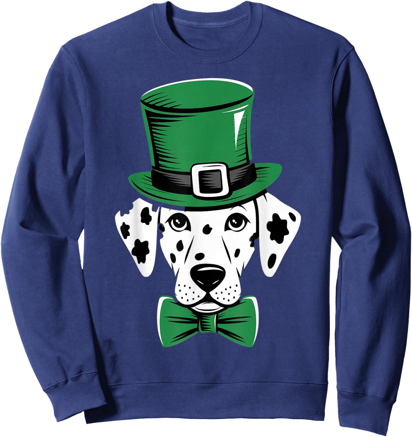 Green Dalmatian shamrock on St Patricks Day Dalmatian Sweatshirt - Sweatshirt | Navy