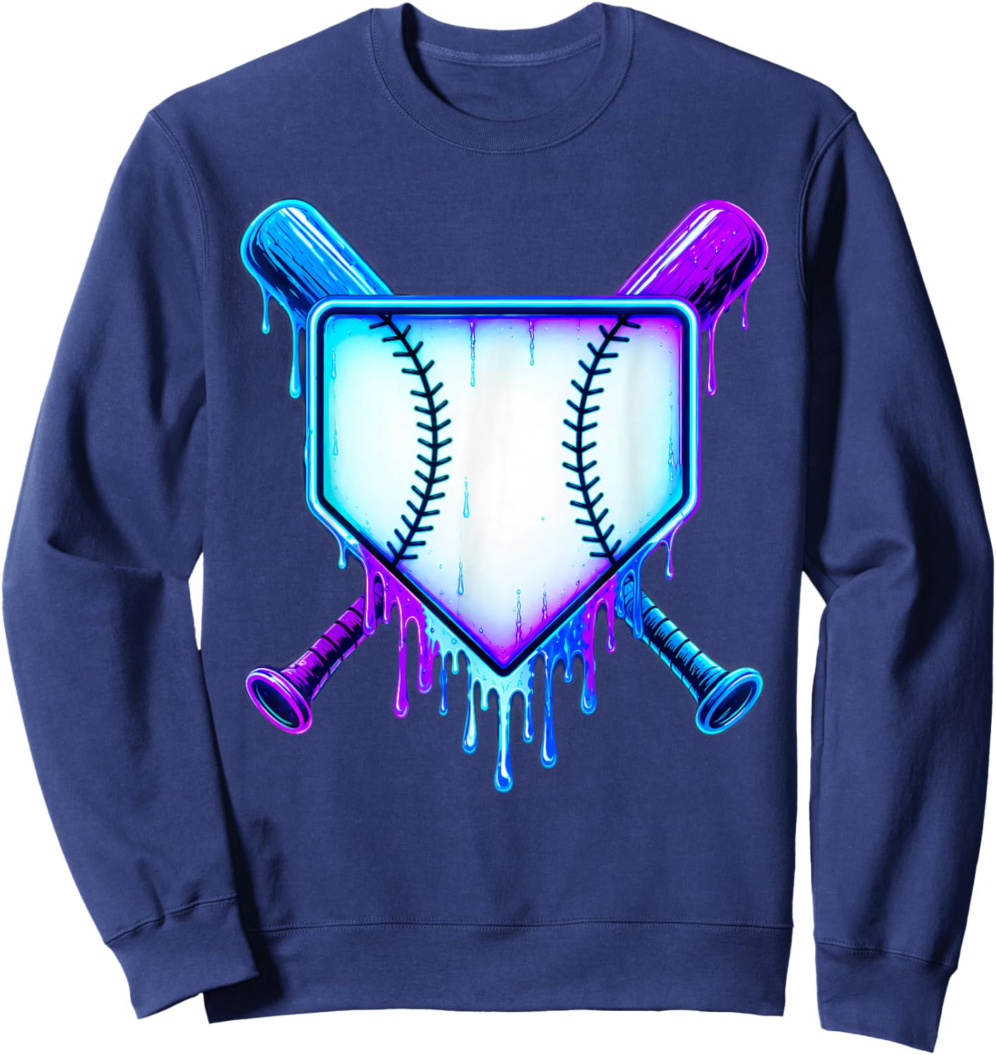 Baseball Drip Ice Cream Blue Cosmic Baseball Glow Sweatshirt - Sweatshirt | Navy