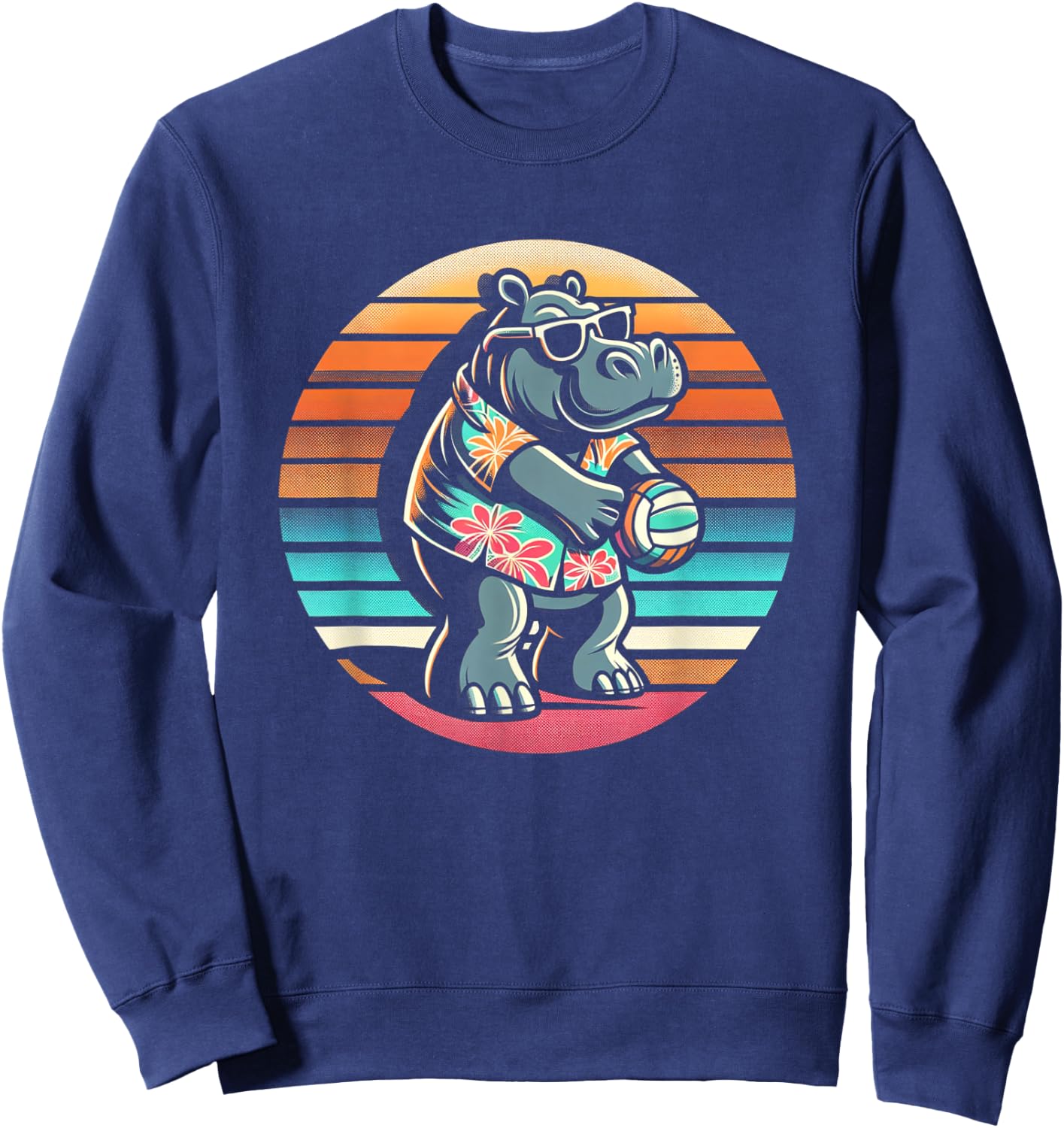 Beach Volleyball Hippo Volleyball Sweatshirt - Sweatshirt | Navy