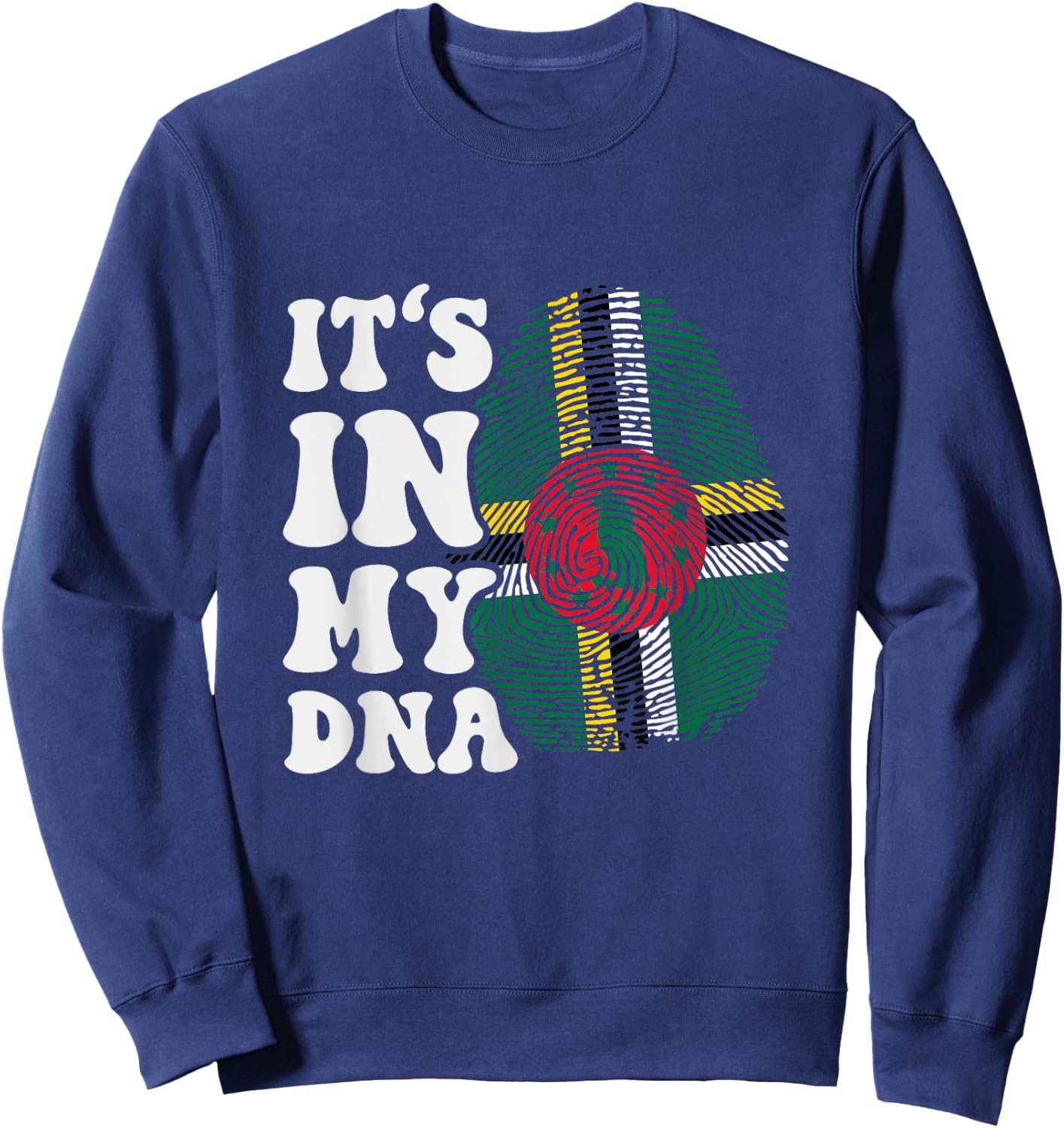Funny it's in my DNA Dominica flag Fingerprint Sweatshirt - Sweatshirt | Navy