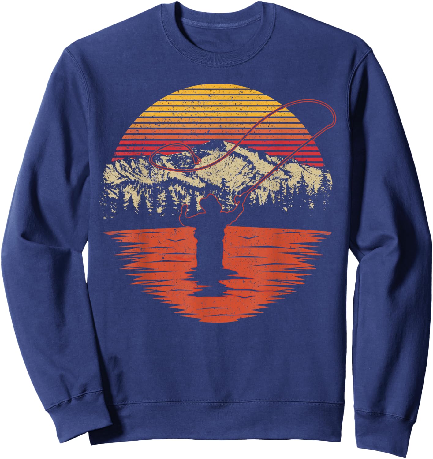 Retro Vintage Fly Fishing Shirt - Fly Fisherman Sweatshirt - Sweatshirt | Navy
