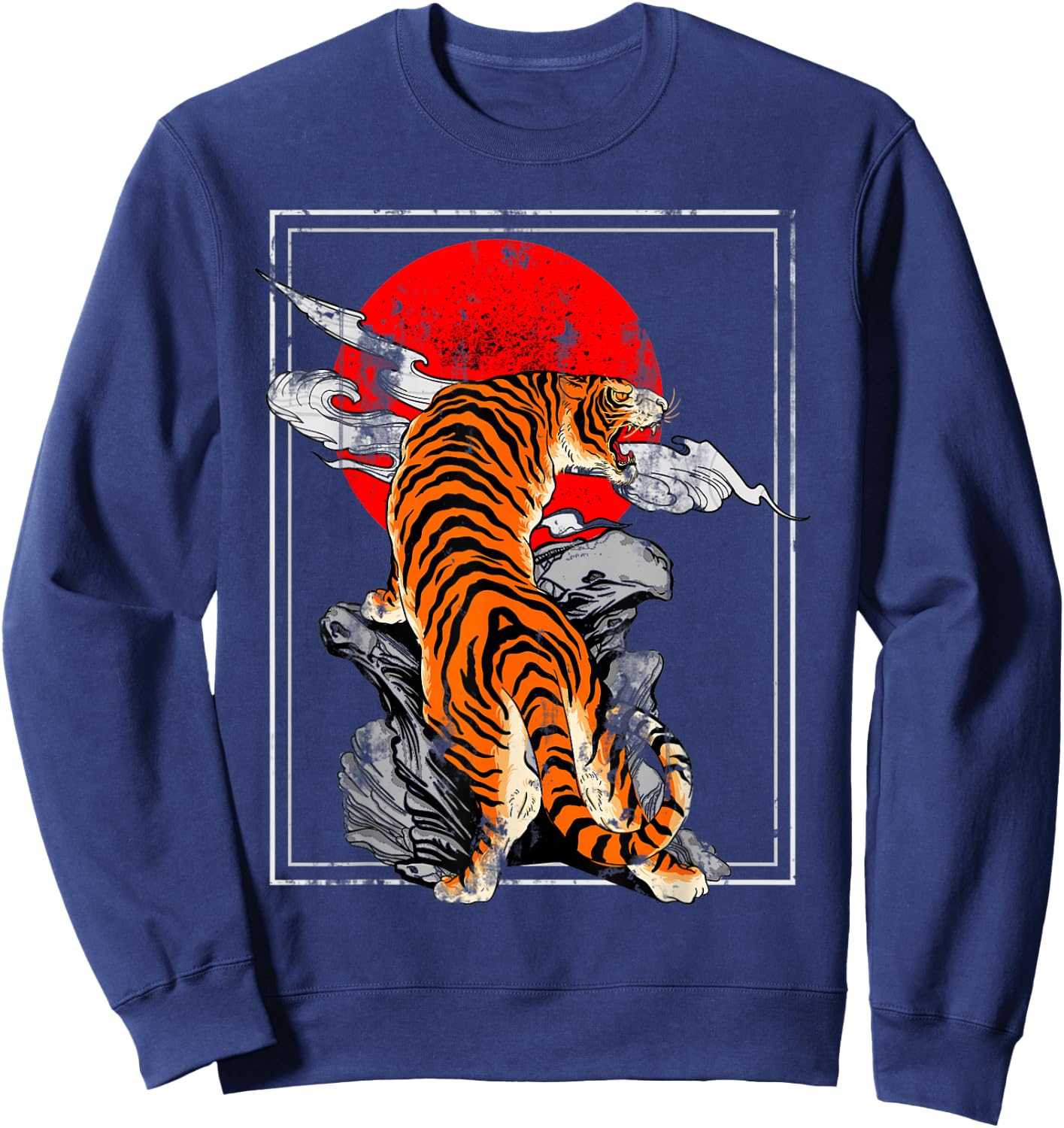 Powerful Asian Animal Tiger Sweatshirt - Sweatshirt | Navy