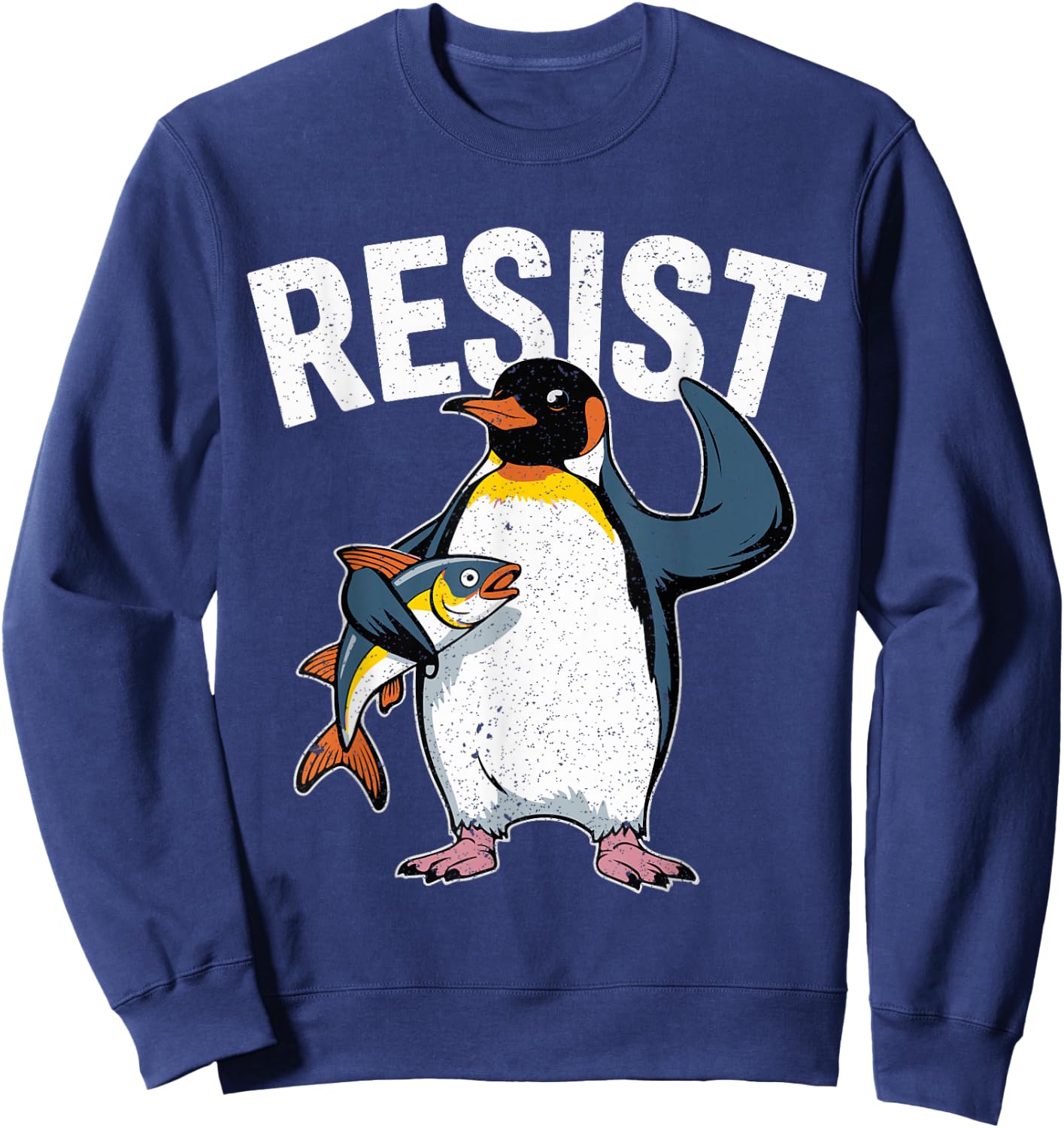 Resist Penguin I Stand With The Penguins Funny Tariffs Meme Sweatshirt - Sweatshirt | Navy