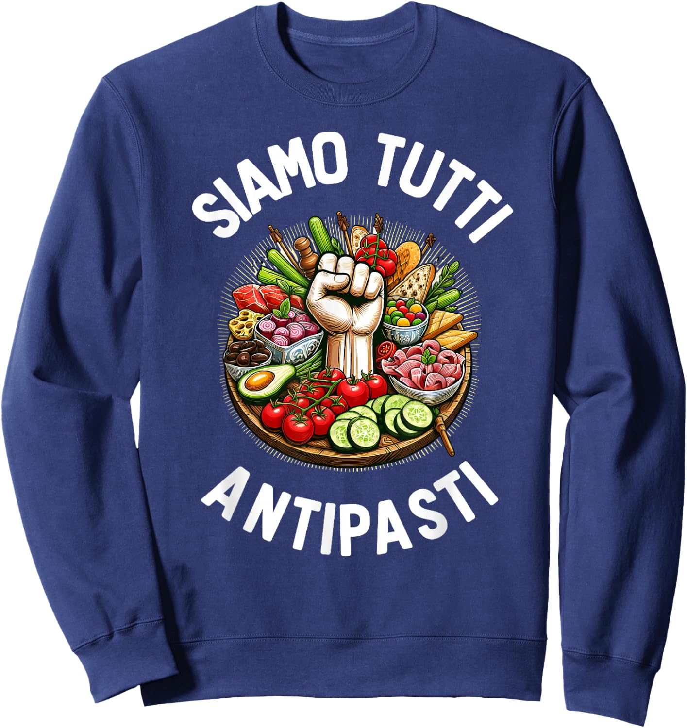 Italian Humor "Siamo Tutti Antipasti" – Antifasciste Sweatshirt - Sweatshirt | Navy