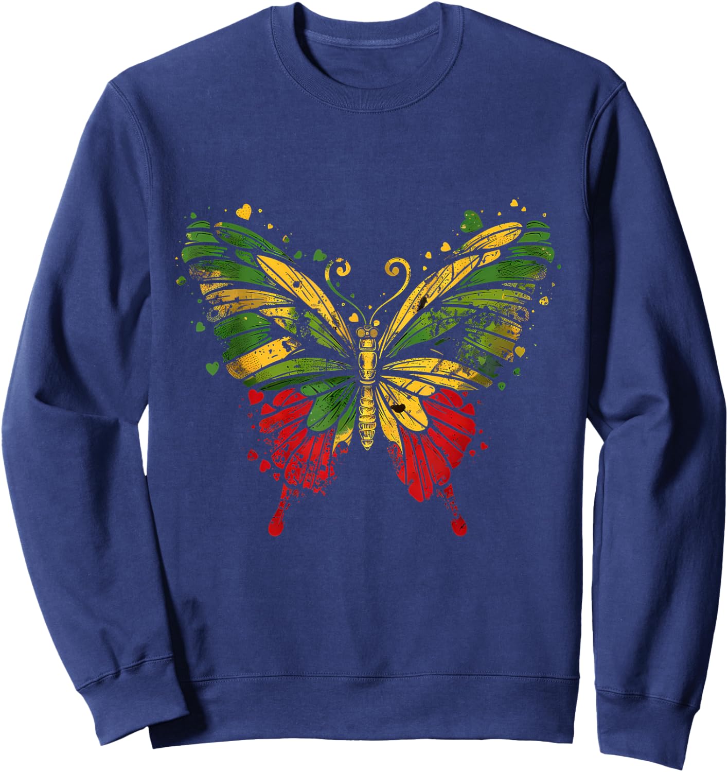 Reggae Butterfly Jamaican Pride Rastafari Roots Rasta Sweatshirt - Sweatshirt | Navy