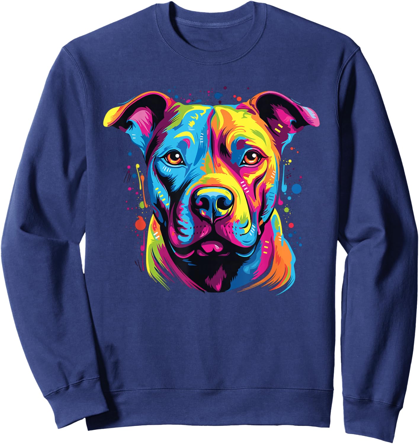 Retro American Staffordshire Terrier Dog -Adults Multicolor Watercolor Small Sweatshirt - Sweatshirt | Navy