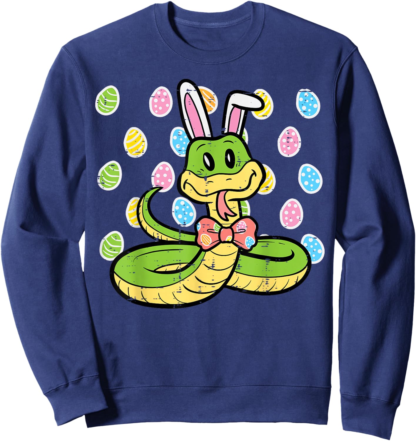 Easter Snake Bunny Eggs Funny Rabbit Animal Kids Men Women Sweatshirt - Sweatshirt | Navy