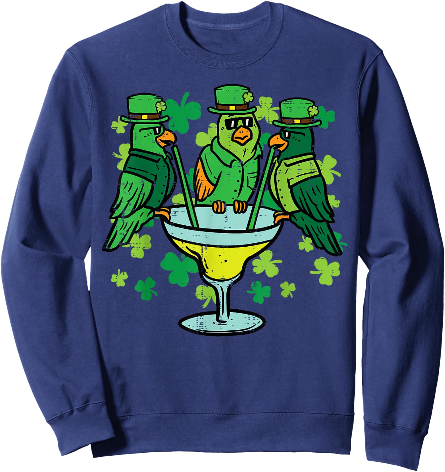 St Patricks Day Parrots Bird Saint Pattys Paddys Irish Women Sweatshirt - Sweatshirt | Navy