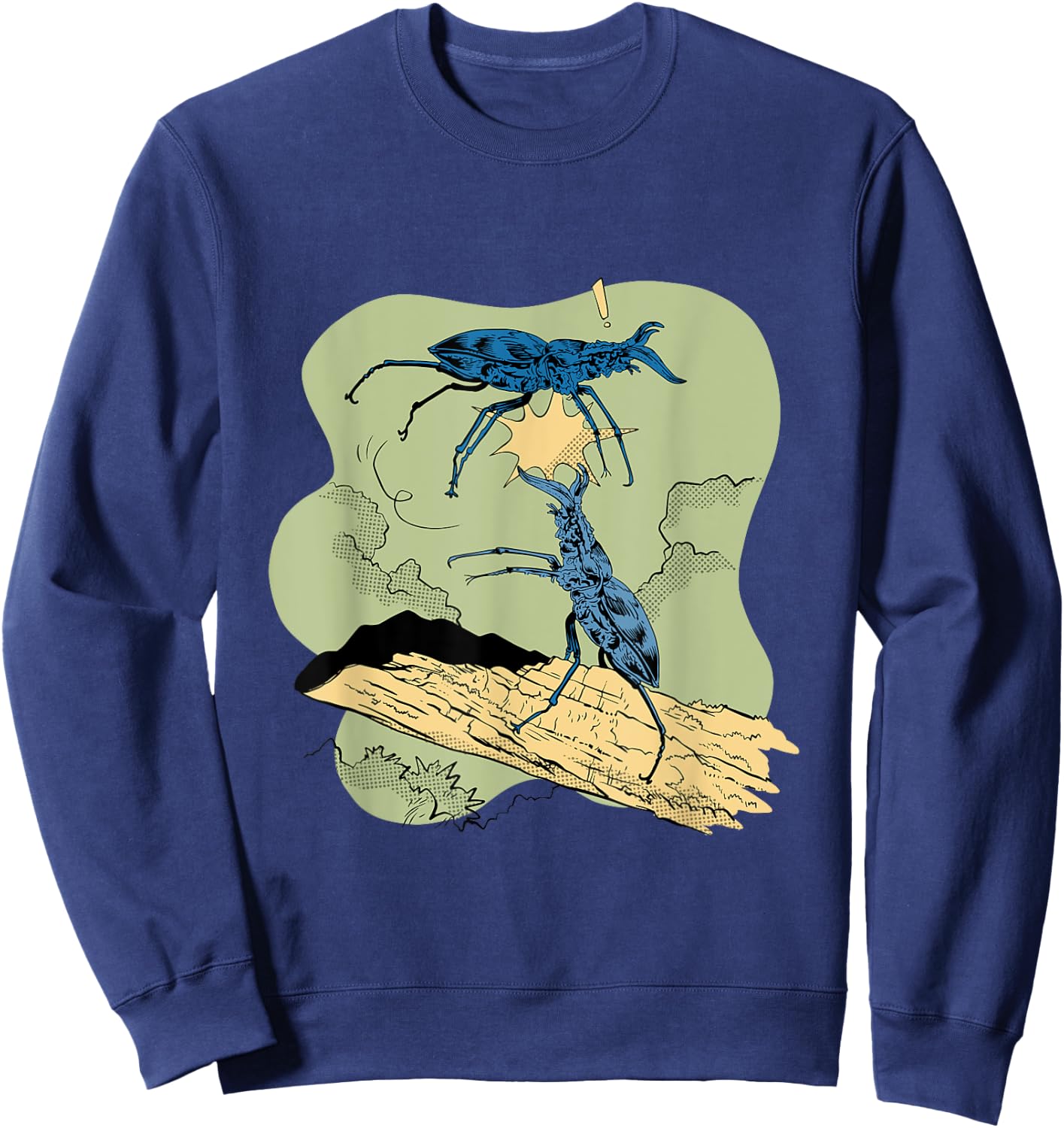 Stag beetle fights against other beetles Animal Bugs Insects Sweatshirt - Sweatshirt | Navy