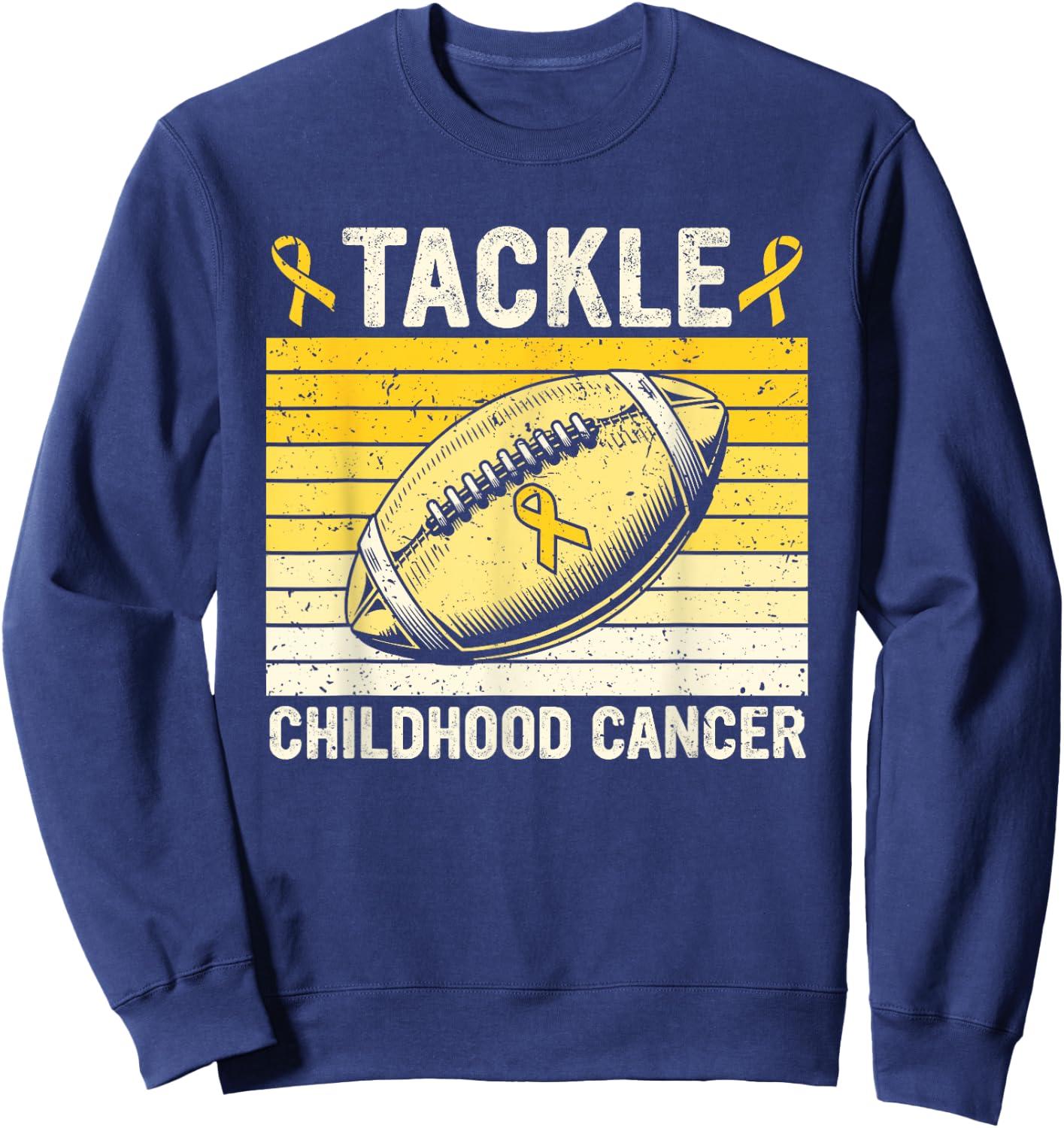 Football Tackle Childhood Cancer Awareness Survivor Support Sweatshirt - Sweatshirt | Navy