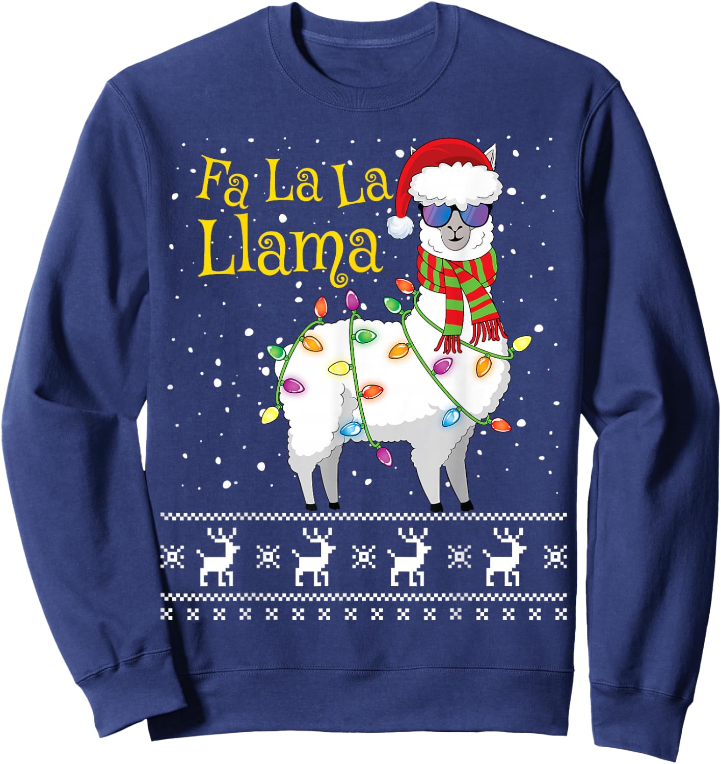 Fa La La Llama Christmas Shirt Funny Christmas Llama Sweatshirt - Sweatshirt | Navy