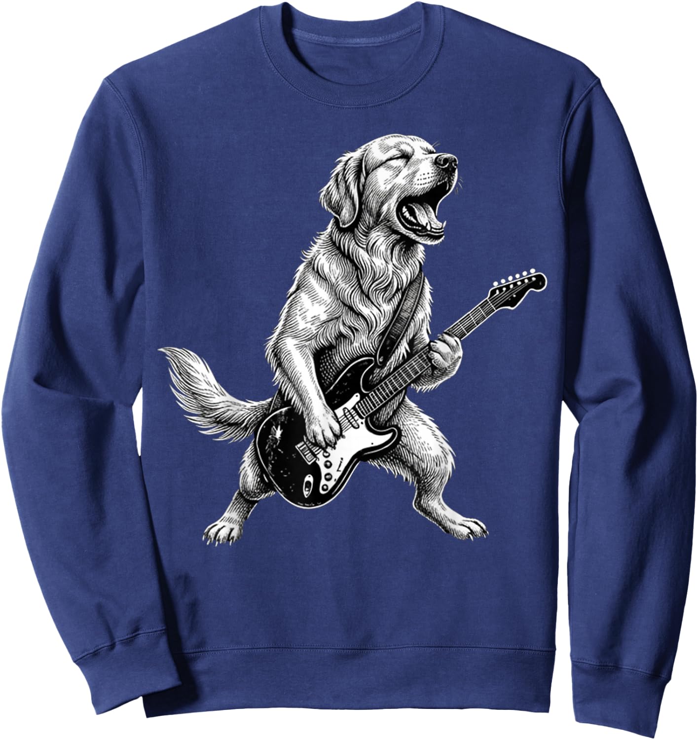 Funny Golden Retriever Dog Playing Guitar Sweatshirt - Sweatshirt | Navy