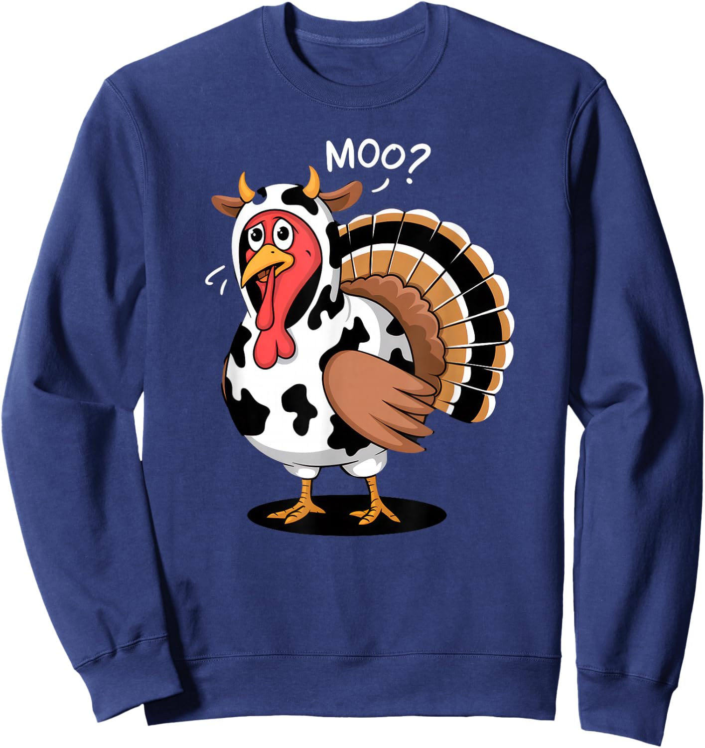 Thanksgiving Turkey Moo Cow Funny Fall , Men Sweatshirt - Sweatshirt | Navy