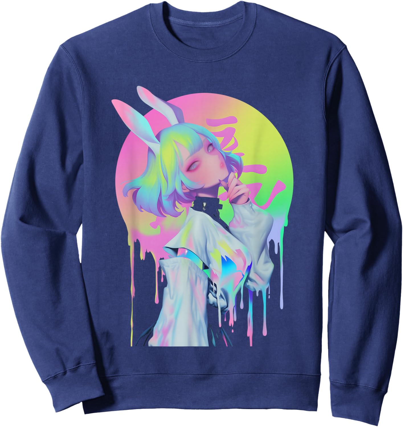 Anime Manga Cyberpunk Aesthetic Techwear Harajuku Bunny Sweatshirt - Sweatshirt | Navy