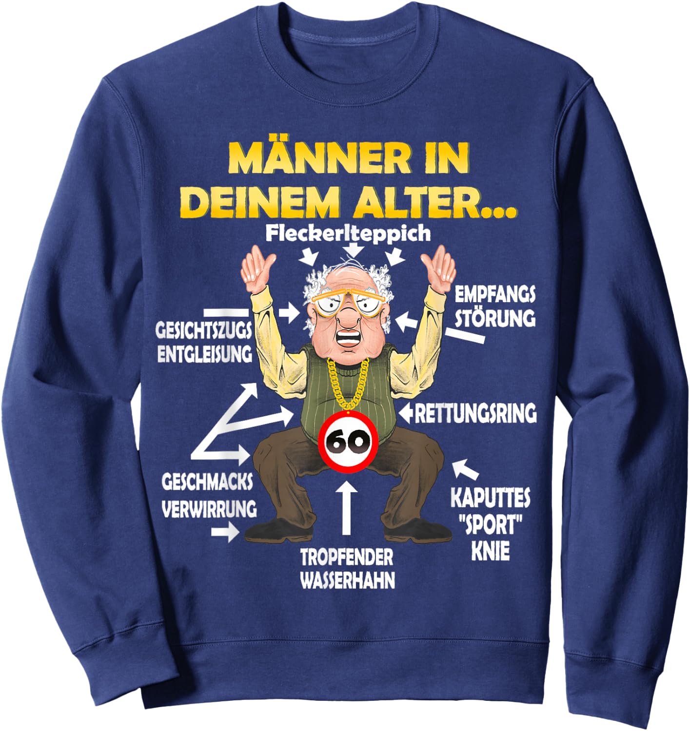 Men at Your Age Funny 60th Birthday Man , black Sweatshirt - Sweatshirt | Navy