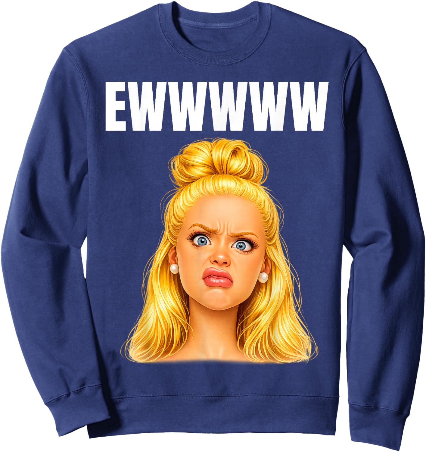 Lustiges Meme Gesicht Doll Face Sarkasmus Design mit Love Sweatshirt - Sweatshirt | Navy