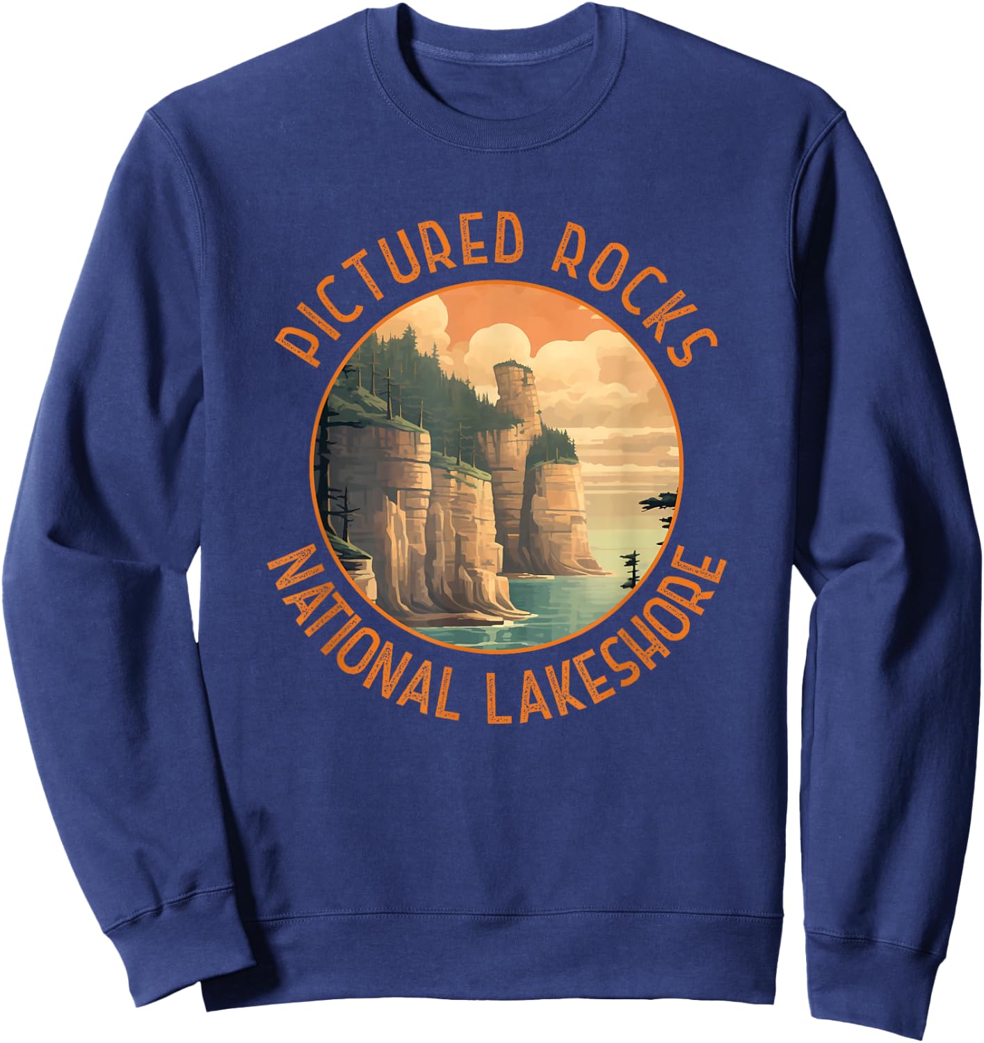 Pictured Rocks National Lakeshore Distressed Circle Sweatshirt - Sweatshirt | Navy