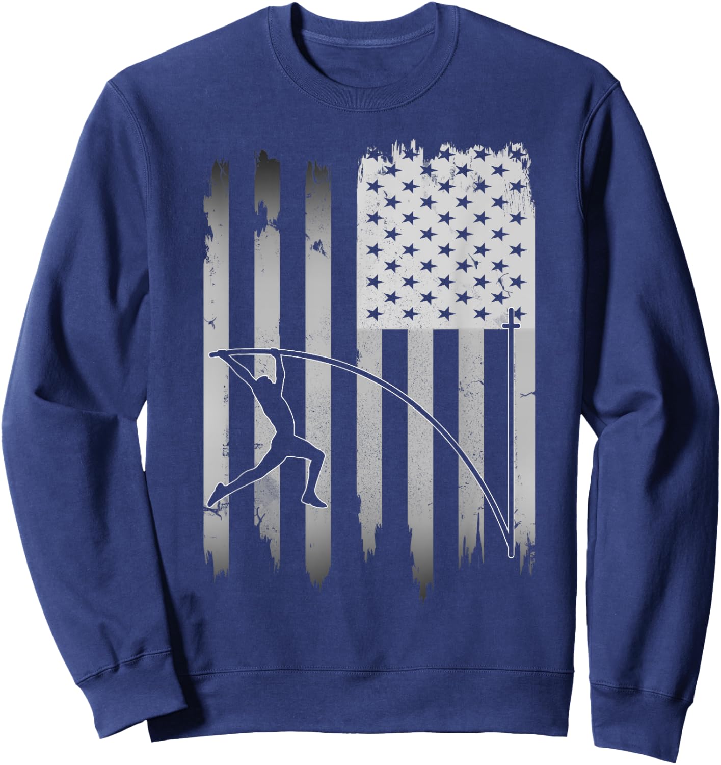 Pole Vault USA American Flag 4th of July Jump Sports Gift Sweatshirt - Sweatshirt | Navy